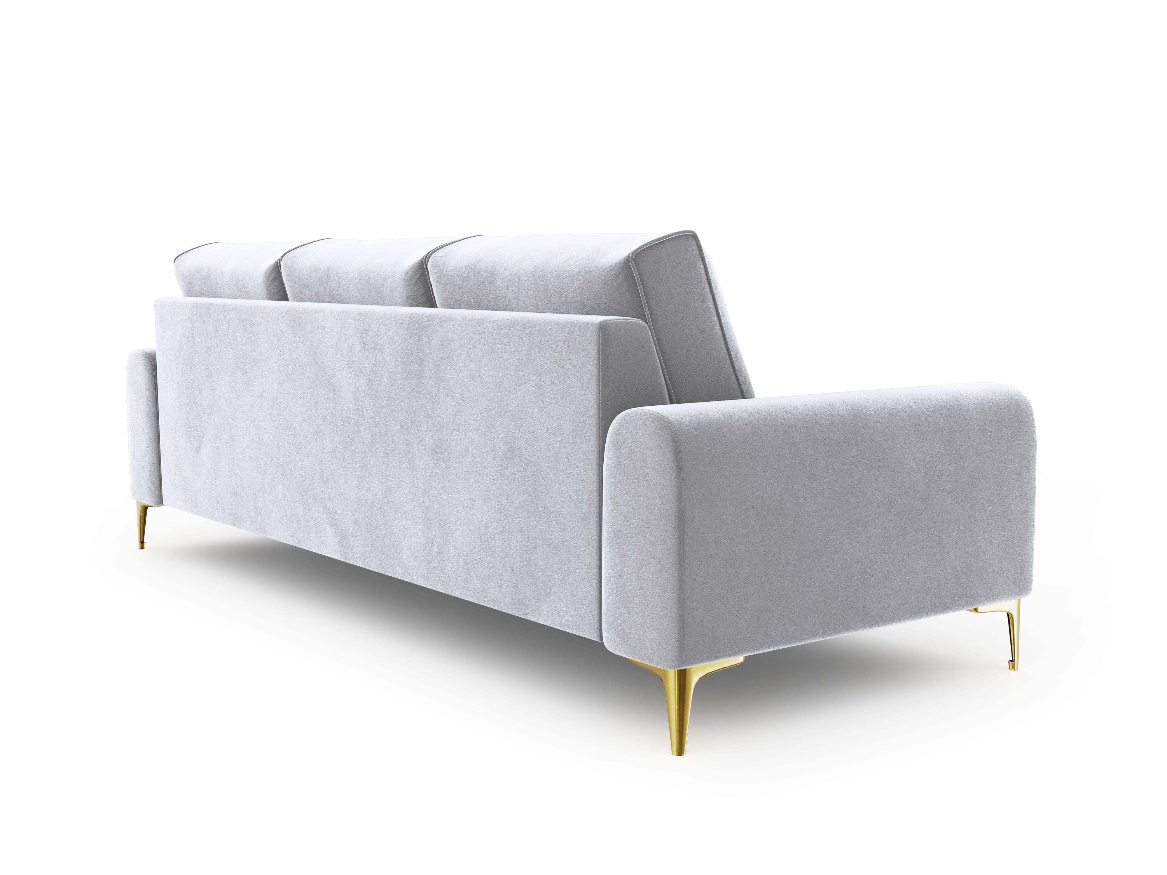 Sofa aksamitna 4-osobowa MADARA srebrny ze złotą podstawą Mazzini Sofas    Eye on Design