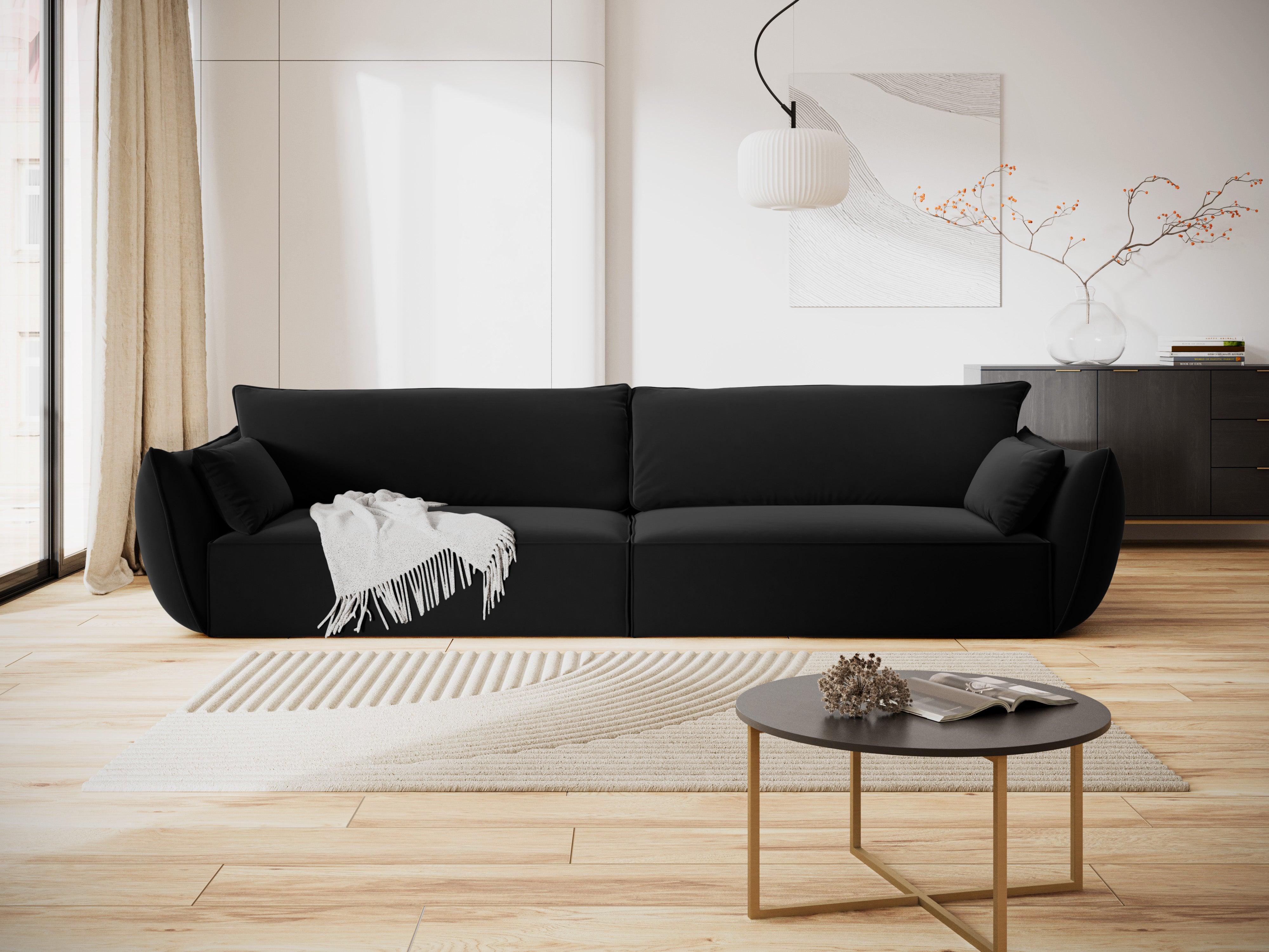 Sofa aksamitna 4-osobowa VANDA czarny Mazzini Sofas    Eye on Design