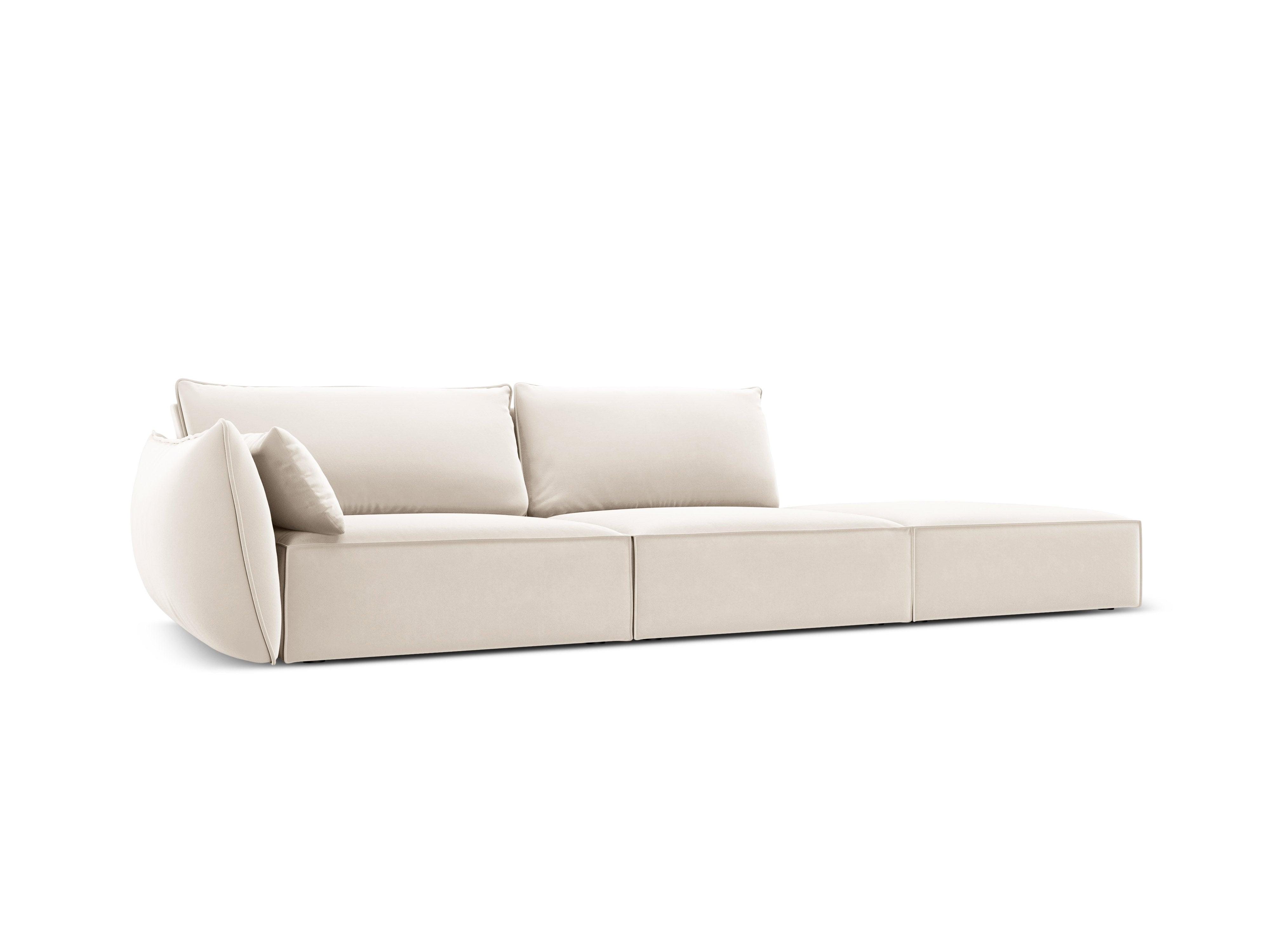 Sofa aksamitna prawostronna otwarta VANDA beżowy Mazzini Sofas    Eye on Design