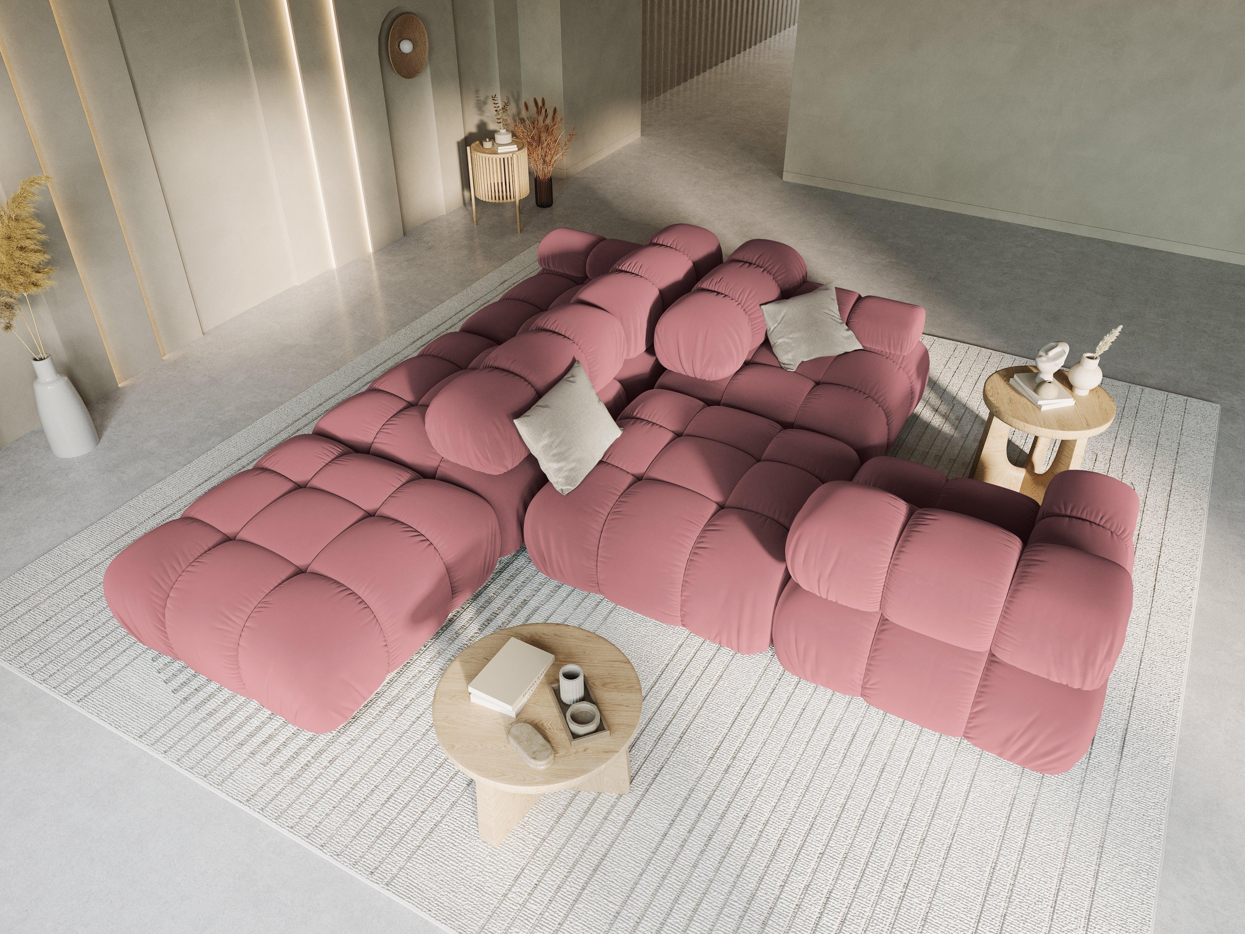 Sofa modułowa aksamitna lewostronna 4-osobowa TROPEA różowy Milo Casa    Eye on Design