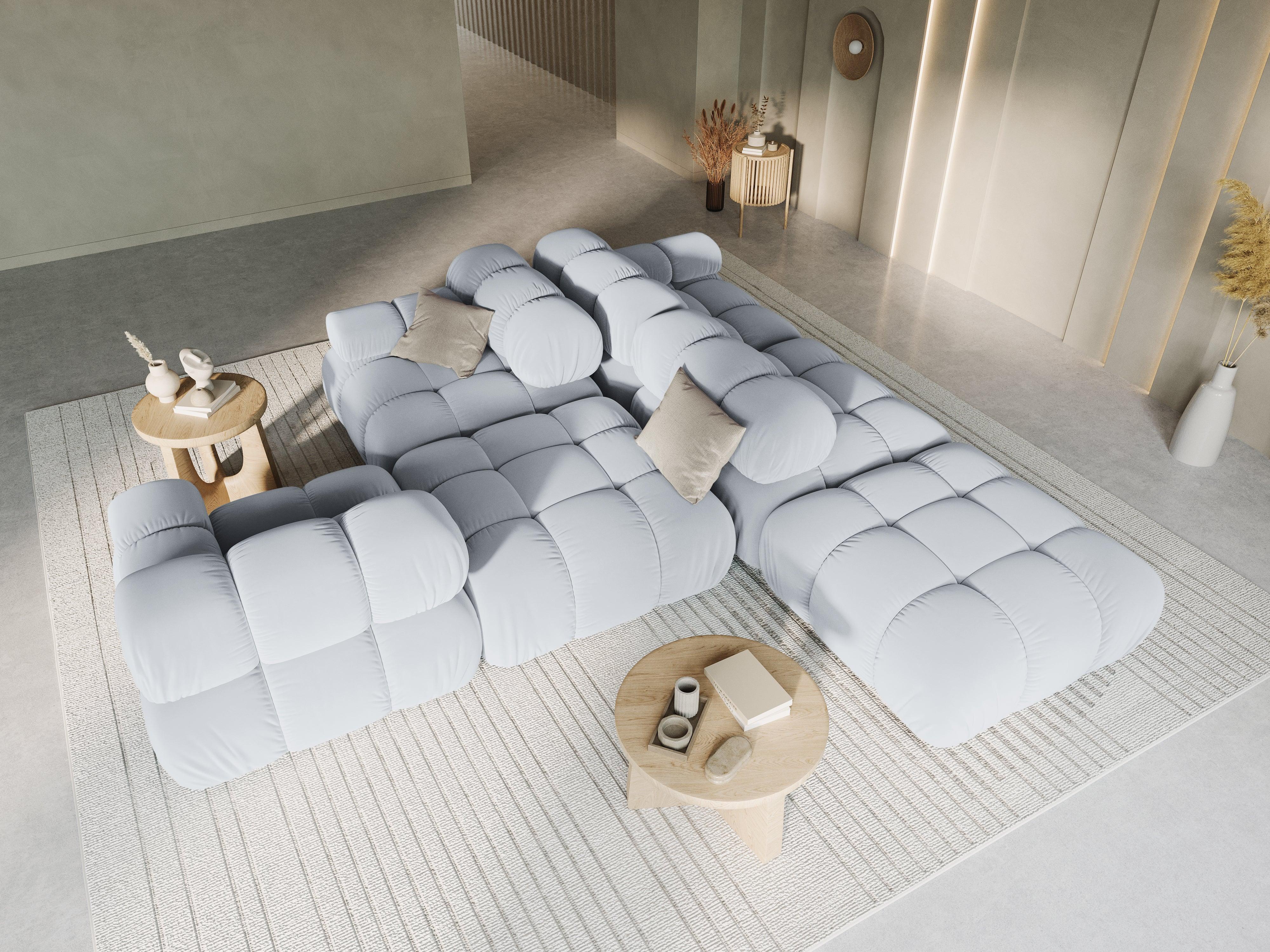 Sofa modułowa aksamitna prawostronna 4-osobowa TROPEA jasnoniebieski Milo Casa    Eye on Design