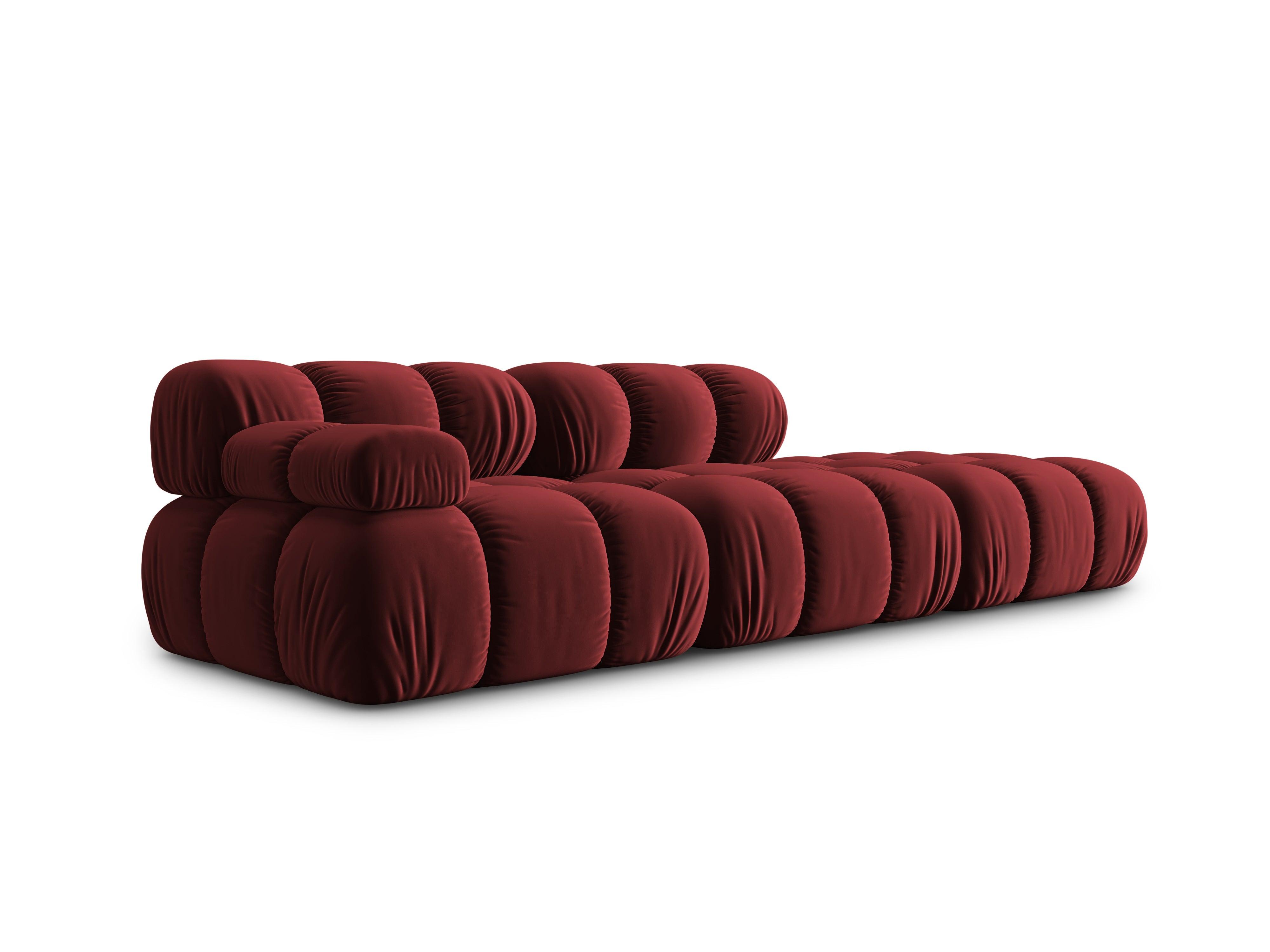 Sofa modułowa aksamitna prawostronna 4-osobowa TROPEA rubinowy Milo Casa    Eye on Design