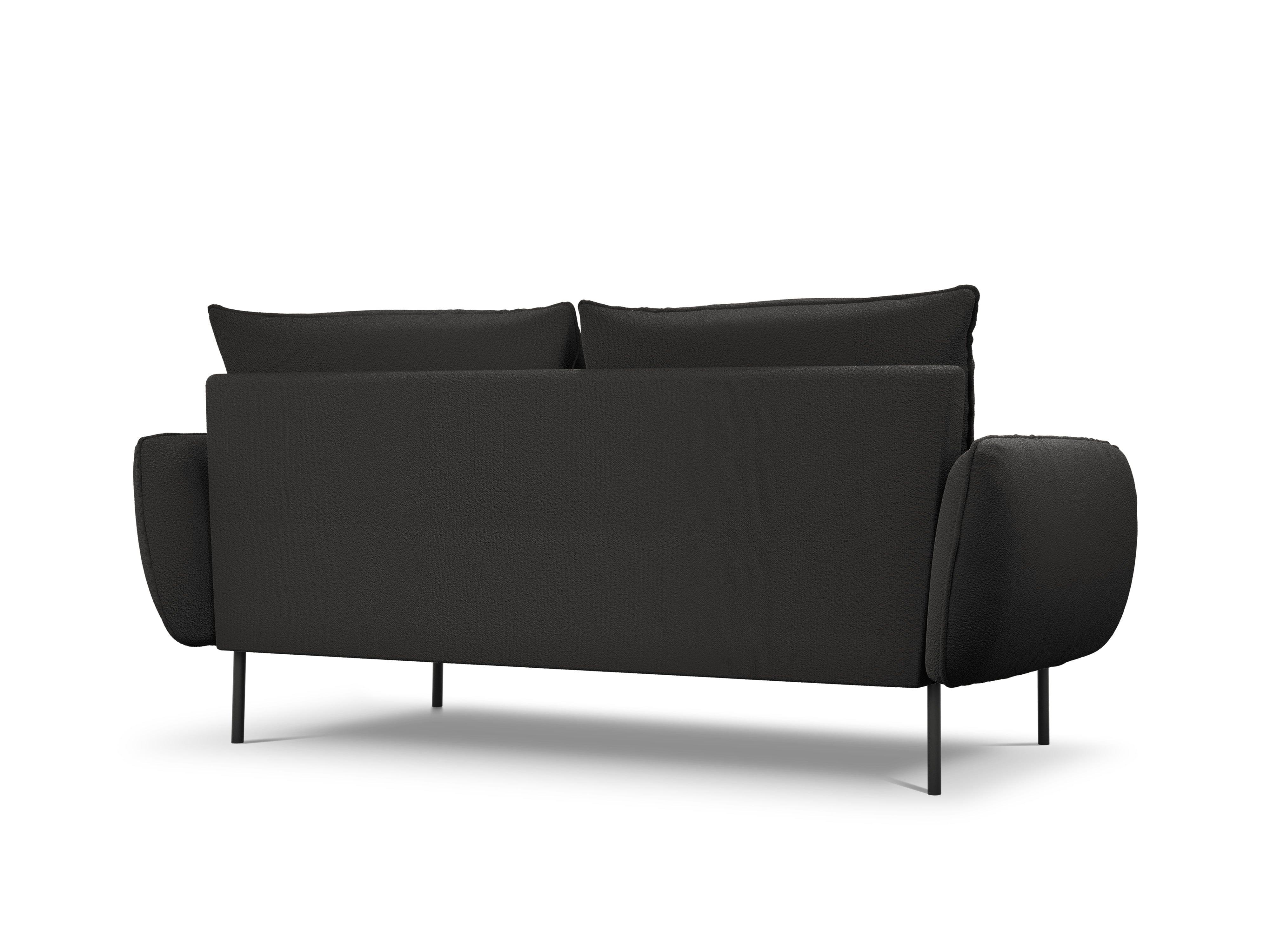 Sofa w tkaninie boucle 3-osobowa VIENNA czarny z czarną podstawą Cosmopolitan Design    Eye on Design