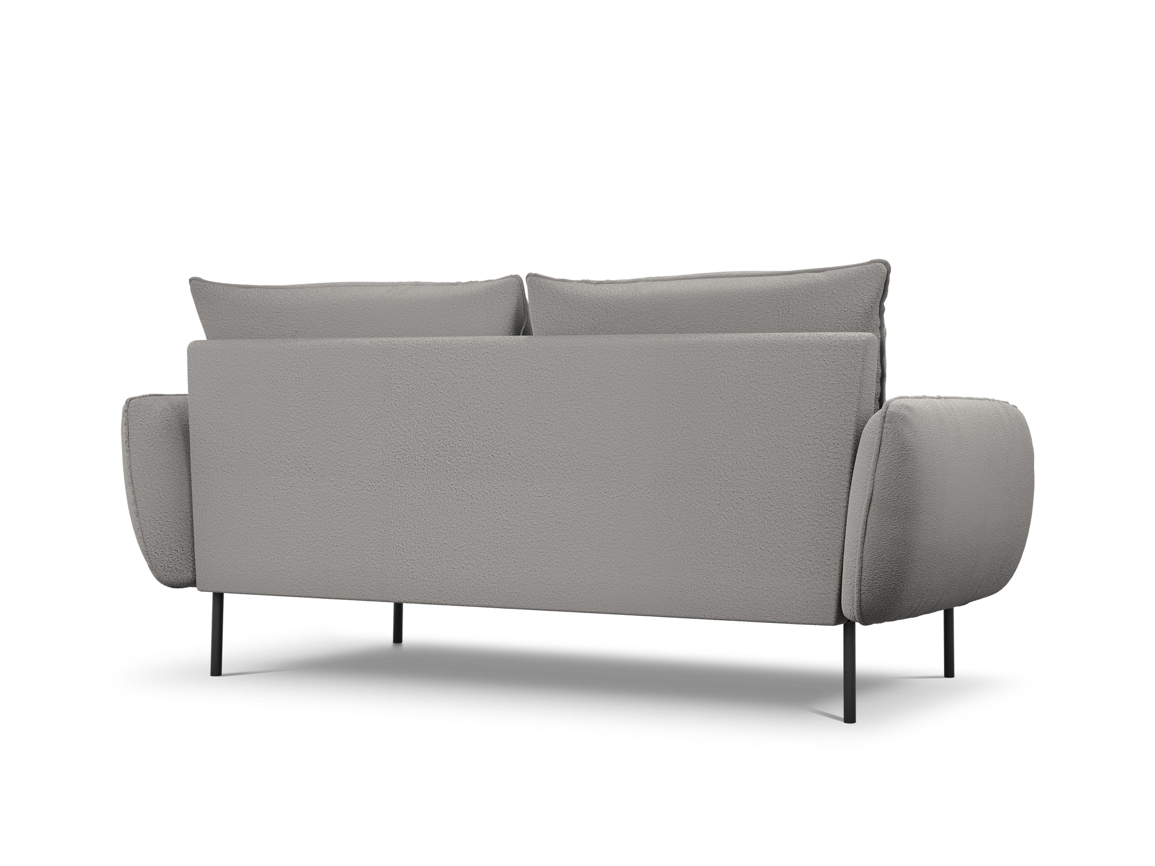 Sofa w tkaninie boucle 3-osobowa VIENNA szary z czarną podstawą Cosmopolitan Design    Eye on Design