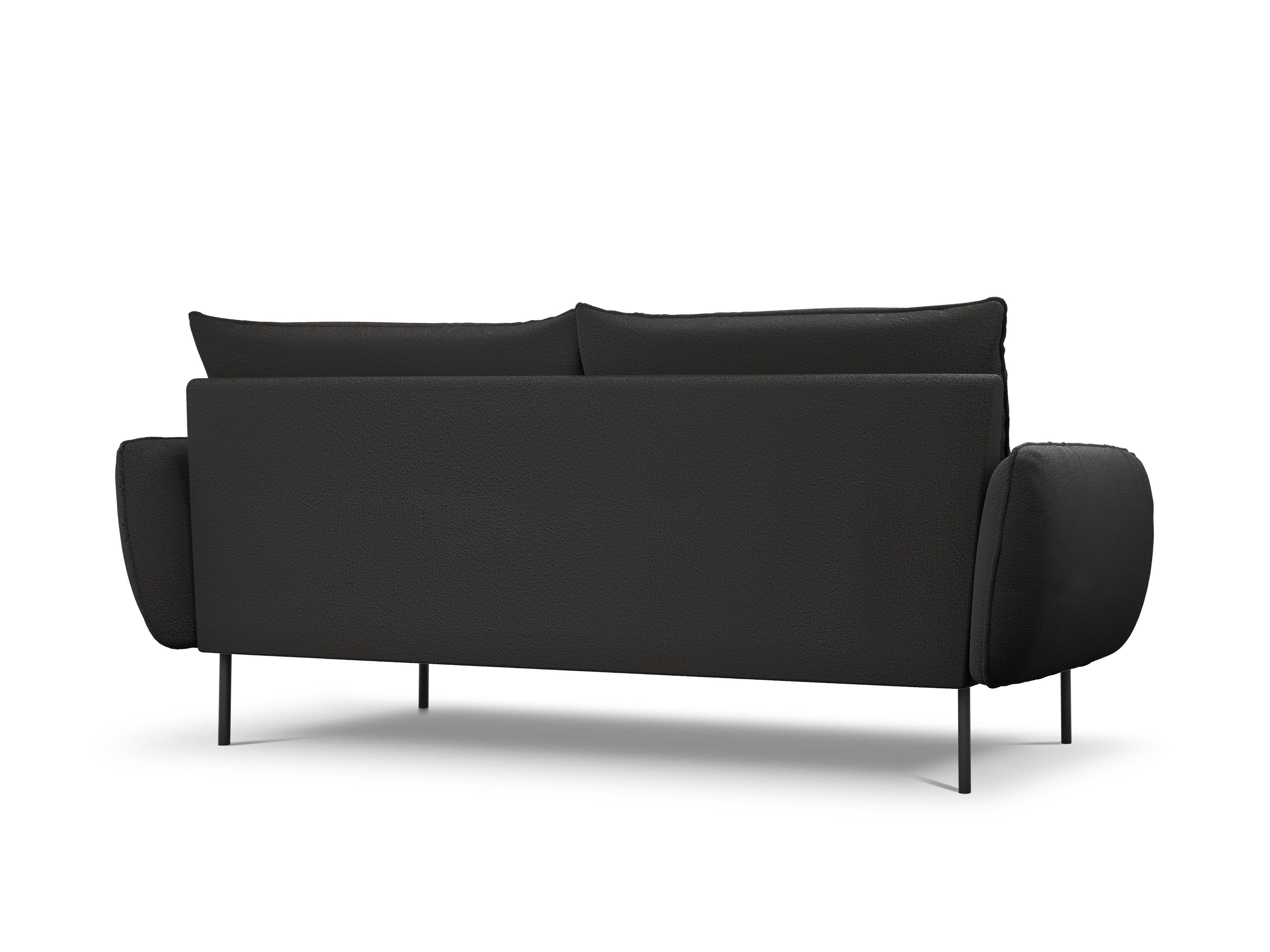 Sofa w tkaninie boucle 4-osobowa VIENNA czarny z czarną podstawą Cosmopolitan Design    Eye on Design