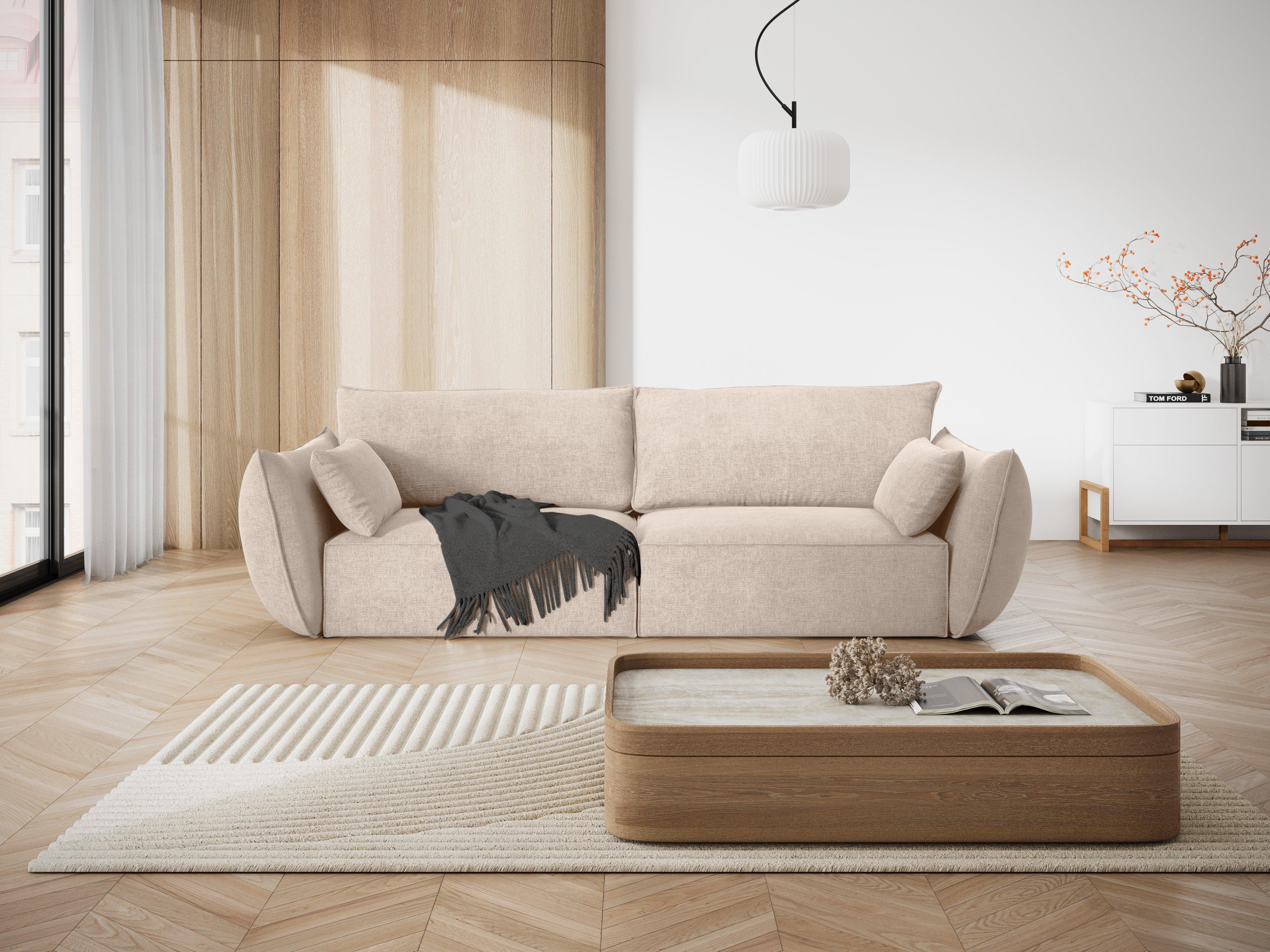 Sofa w tkaninie szenilowej 3-osobowa VANDA beżowy Mazzini Sofas    Eye on Design