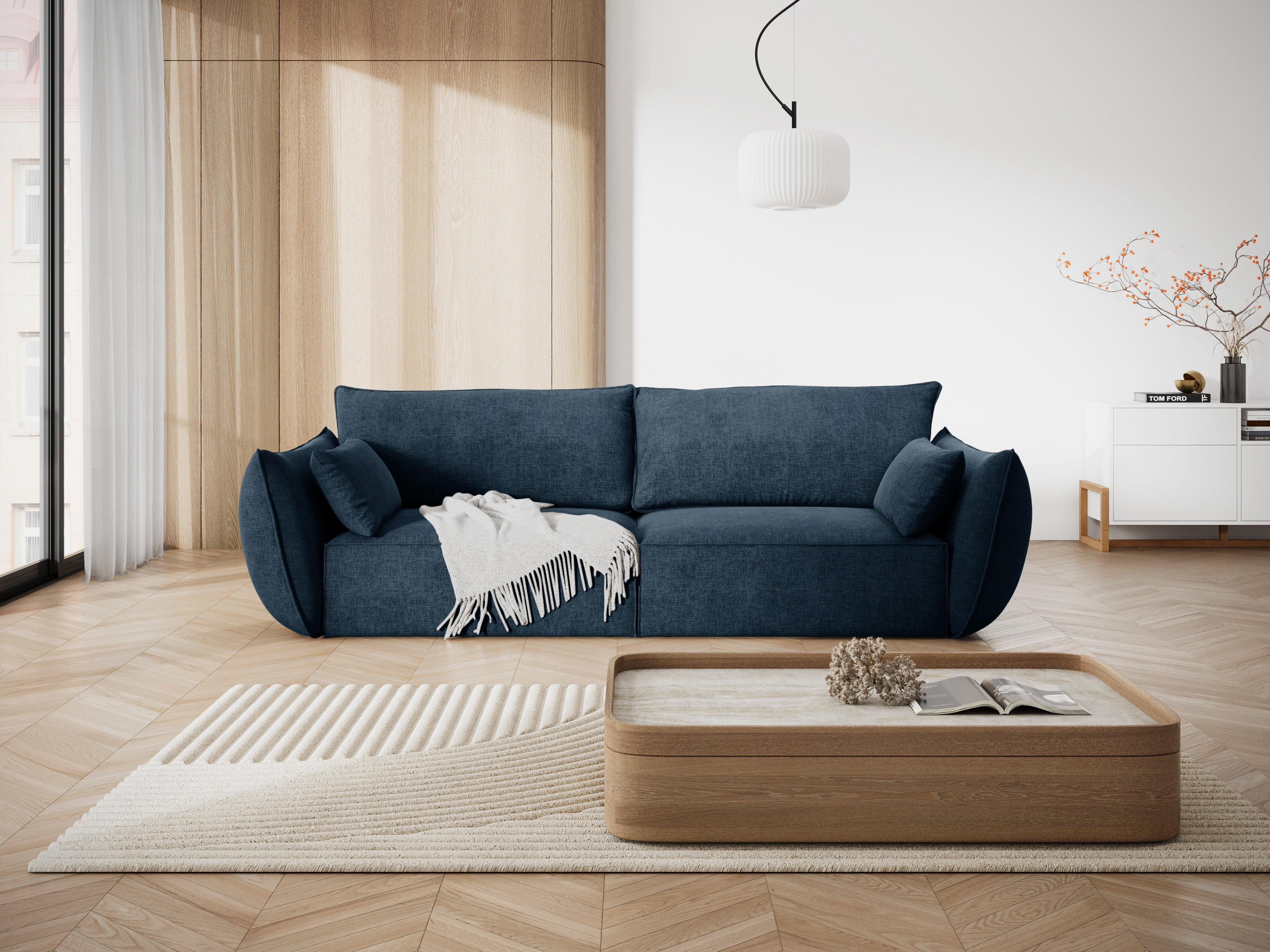 Sofa w tkaninie szenilowej 3-osobowa VANDA granat królewski Mazzini Sofas    Eye on Design