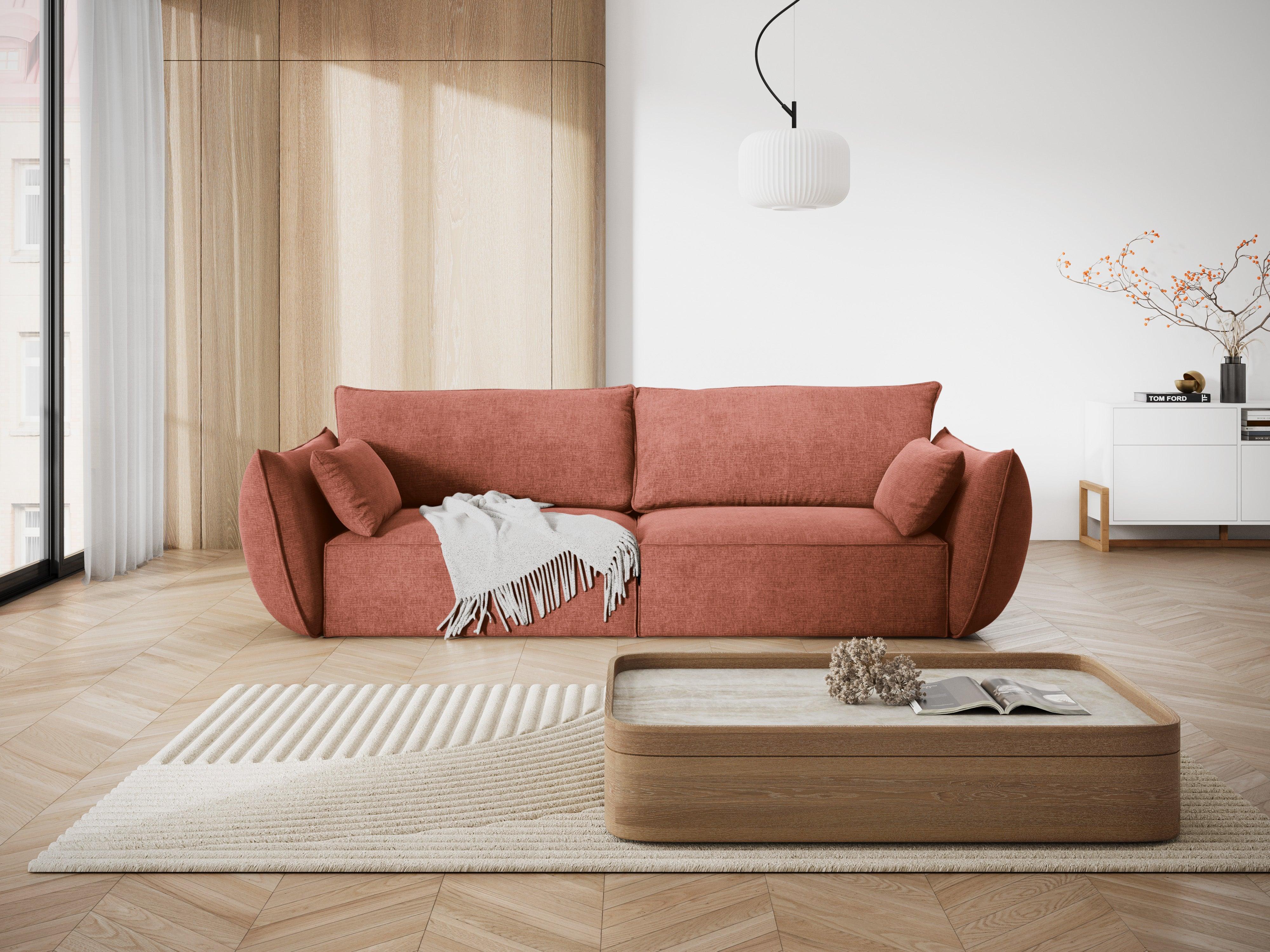 Sofa w tkaninie szenilowej 3-osobowa VANDA terracotta Mazzini Sofas    Eye on Design