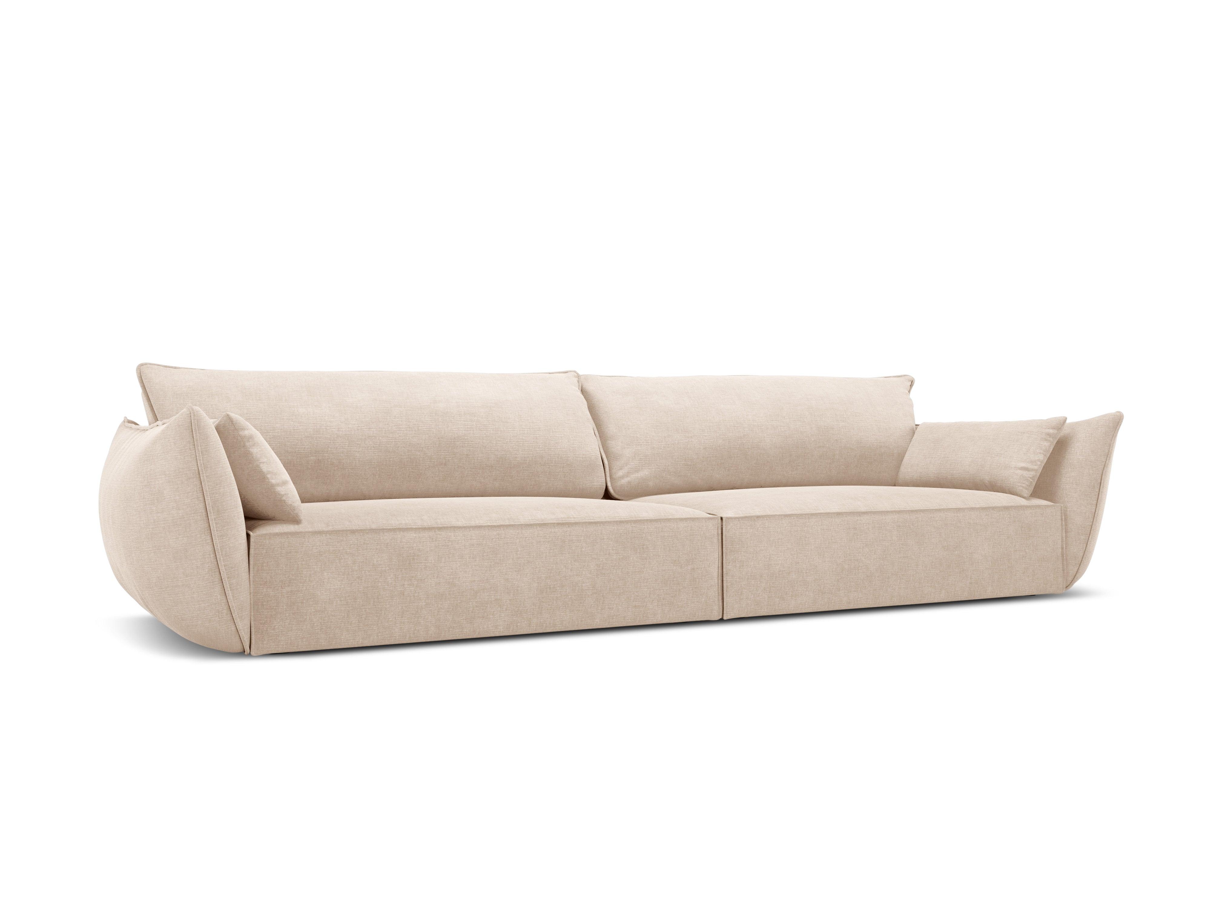 Sofa w tkaninie szenilowej 4-osobowa VANDA beżowy Mazzini Sofas    Eye on Design