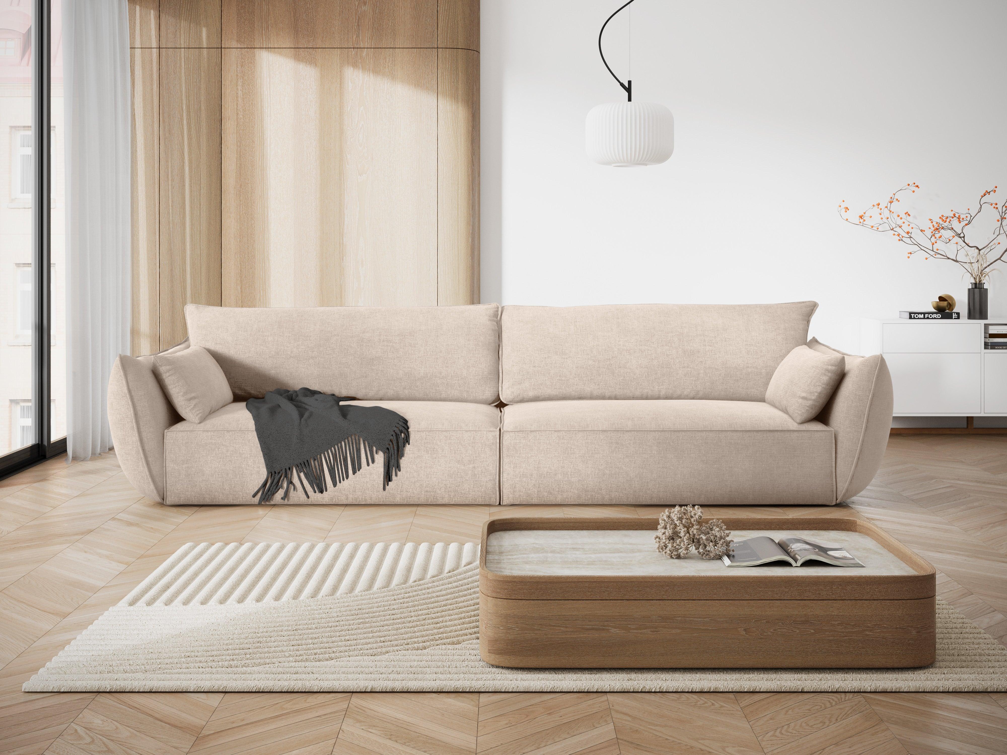 Sofa w tkaninie szenilowej 4-osobowa VANDA beżowy Mazzini Sofas    Eye on Design