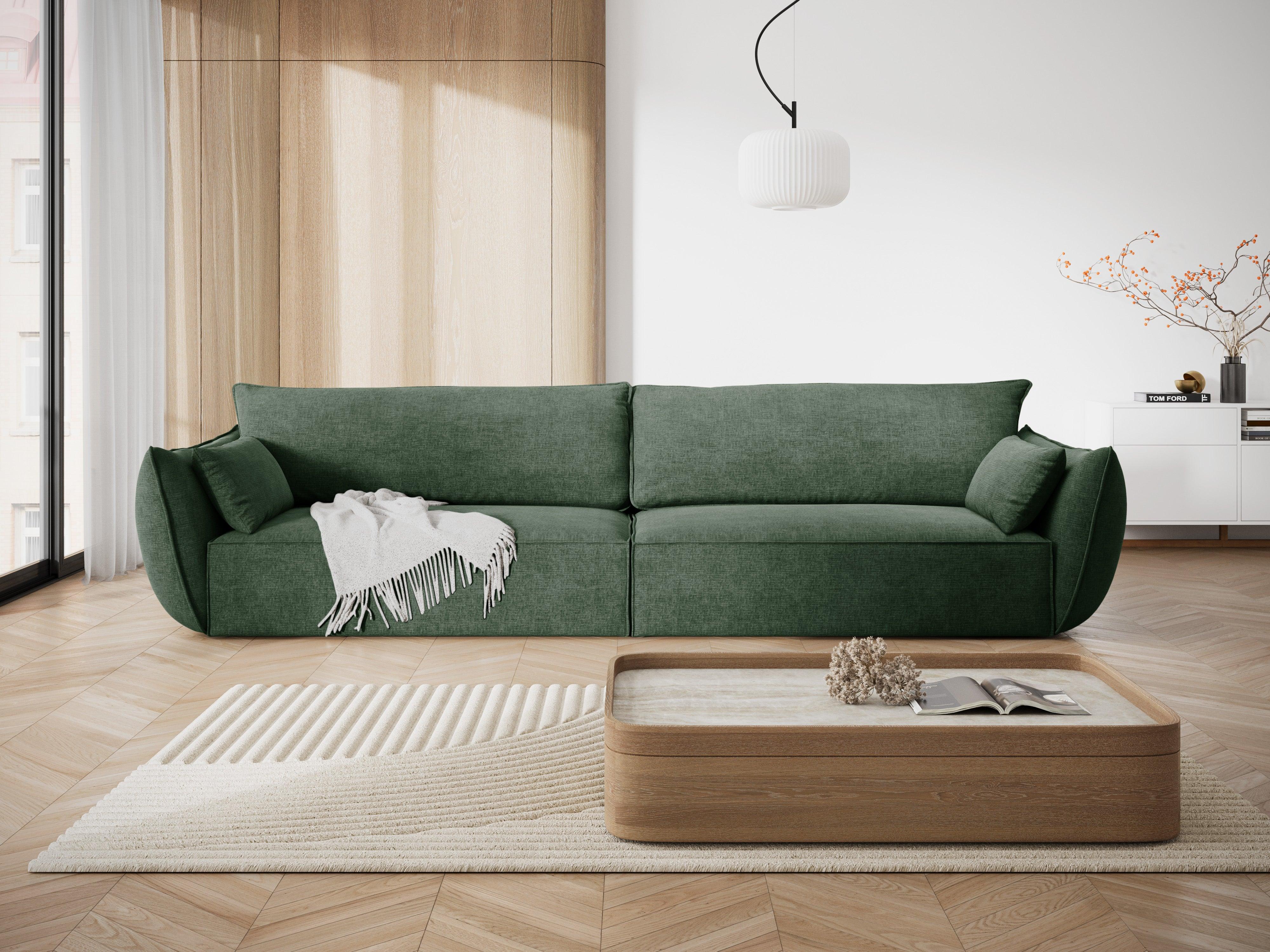 Sofa w tkaninie szenilowej 4-osobowa VANDA butelkowa zieleń Mazzini Sofas    Eye on Design