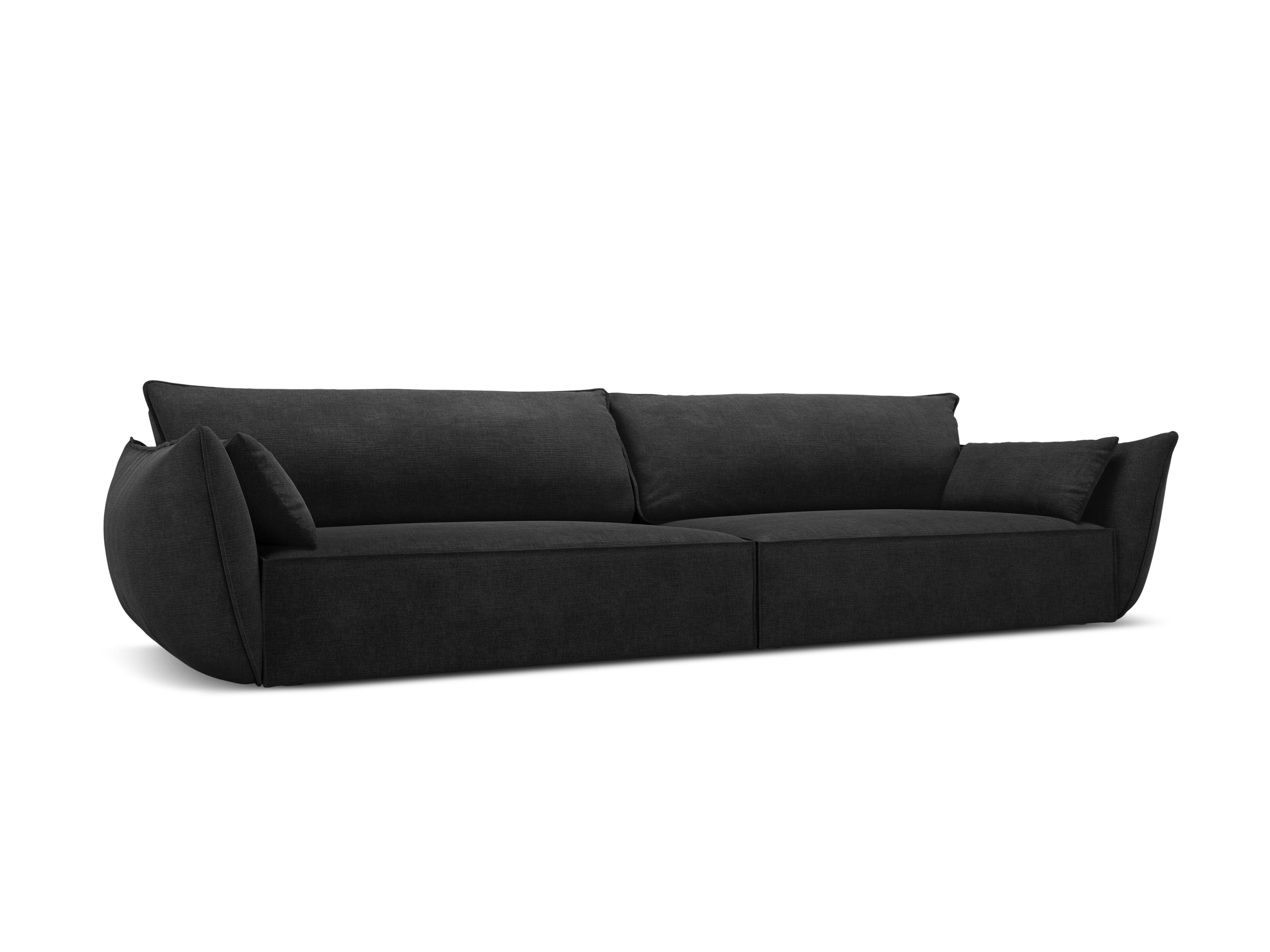 Sofa w tkaninie szenilowej 4-osobowa VANDA czarny Mazzini Sofas    Eye on Design