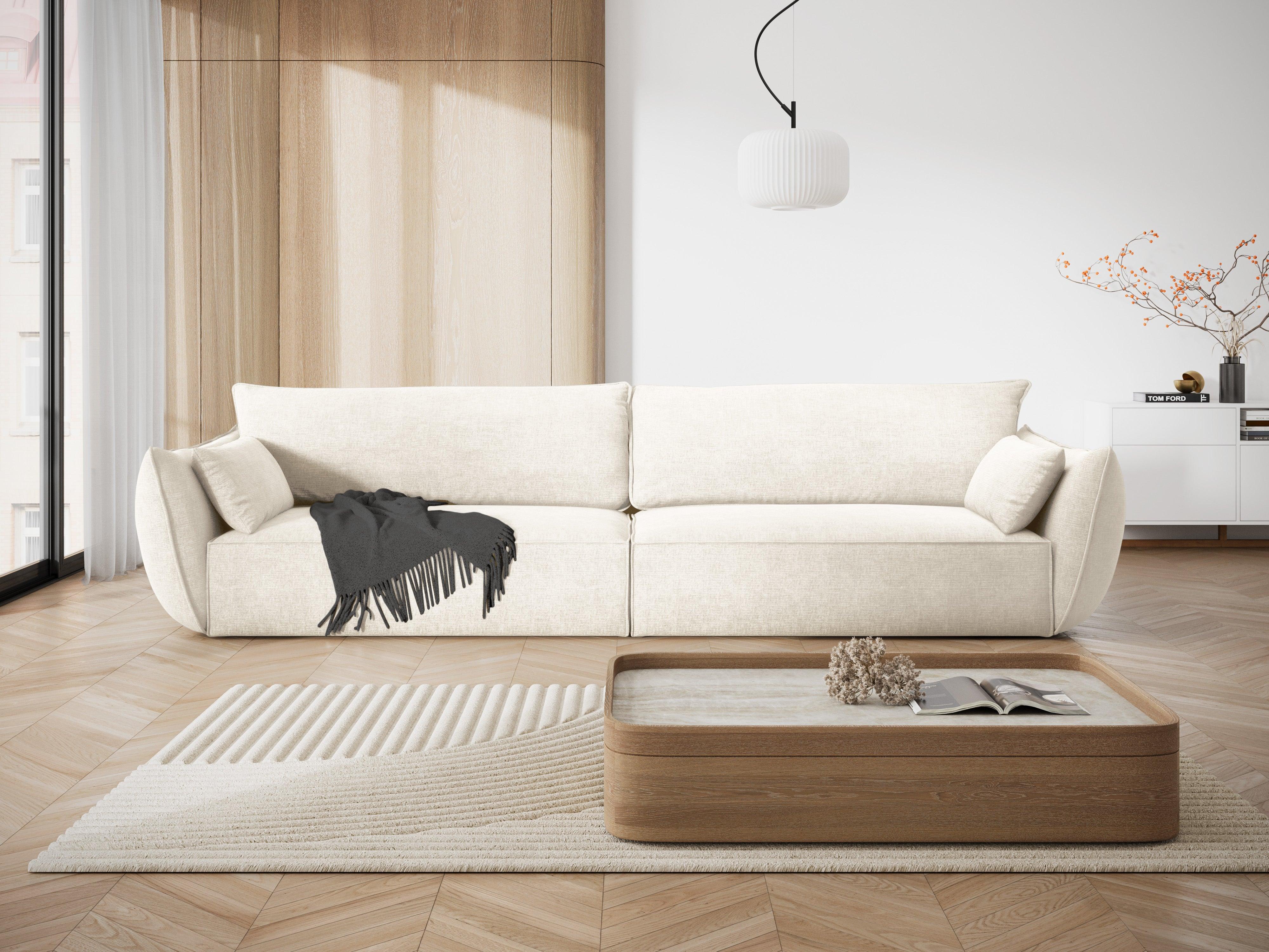 Sofa w tkaninie szenilowej 4-osobowa VANDA jasnobeżowy Mazzini Sofas    Eye on Design