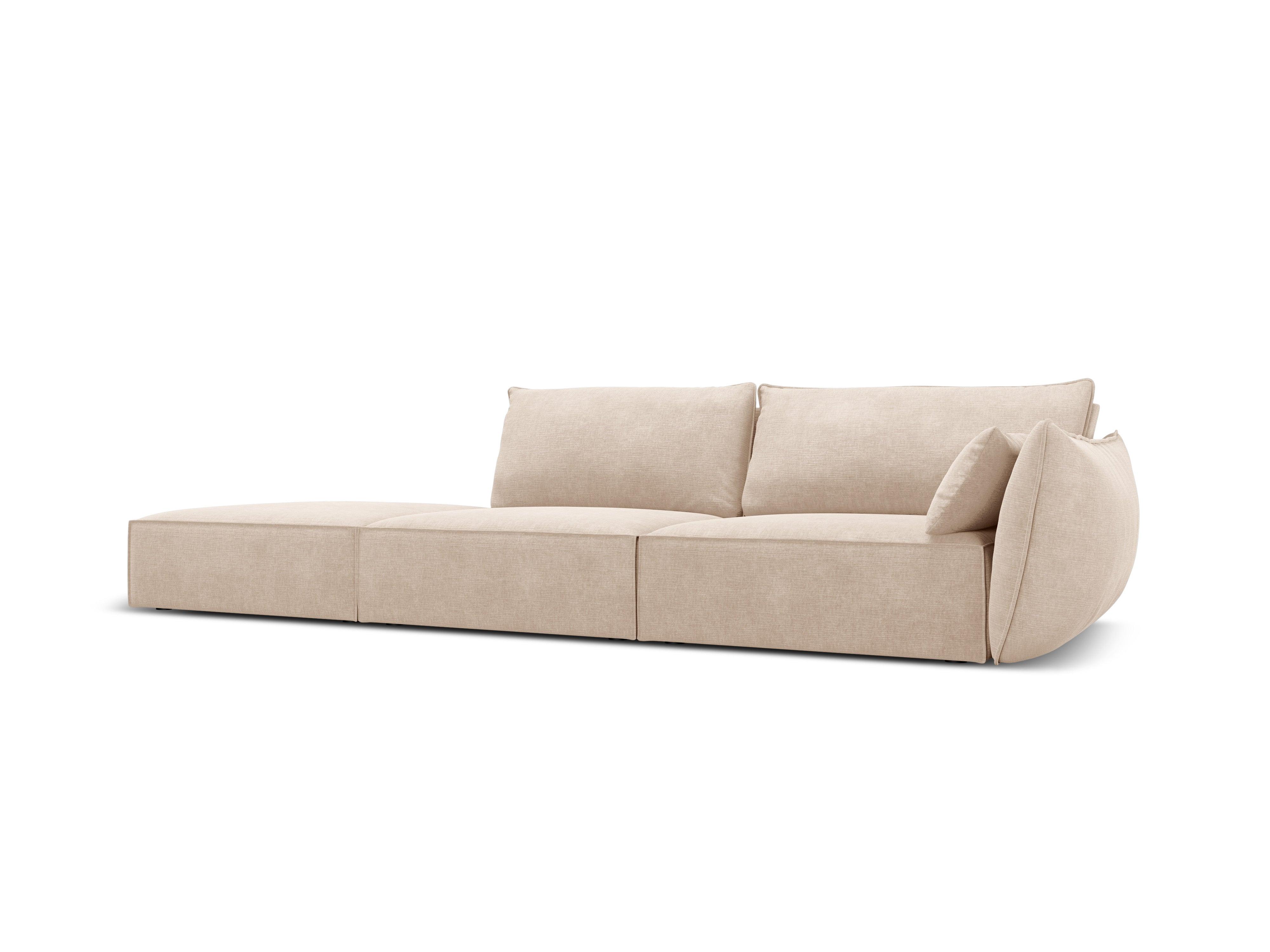 Sofa w tkaninie szenilowej lewostronna otwarta VANDA beżowy Mazzini Sofas    Eye on Design