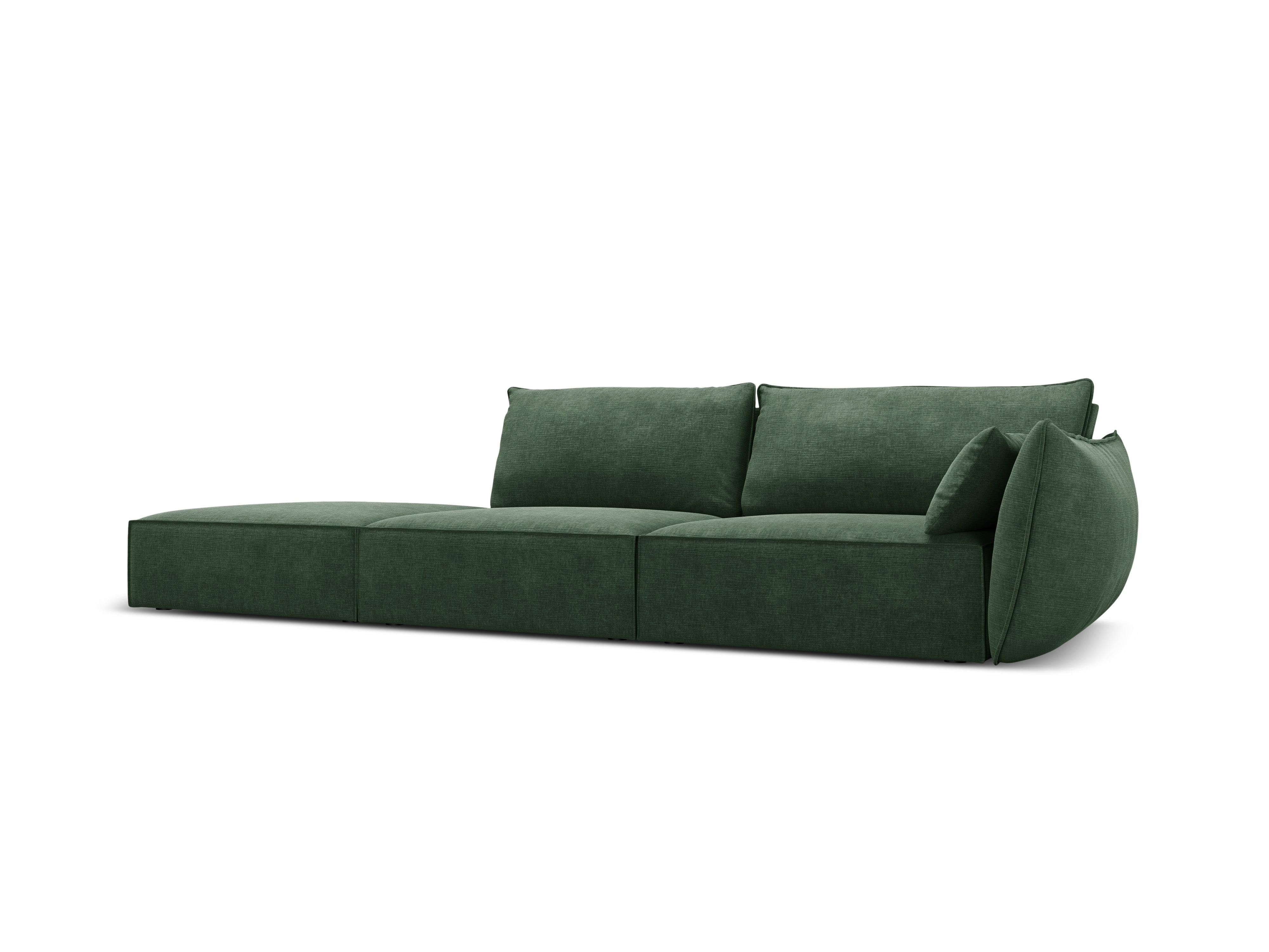 Sofa w tkaninie szenilowej lewostronna otwarta VANDA butelkowa zieleń Mazzini Sofas    Eye on Design