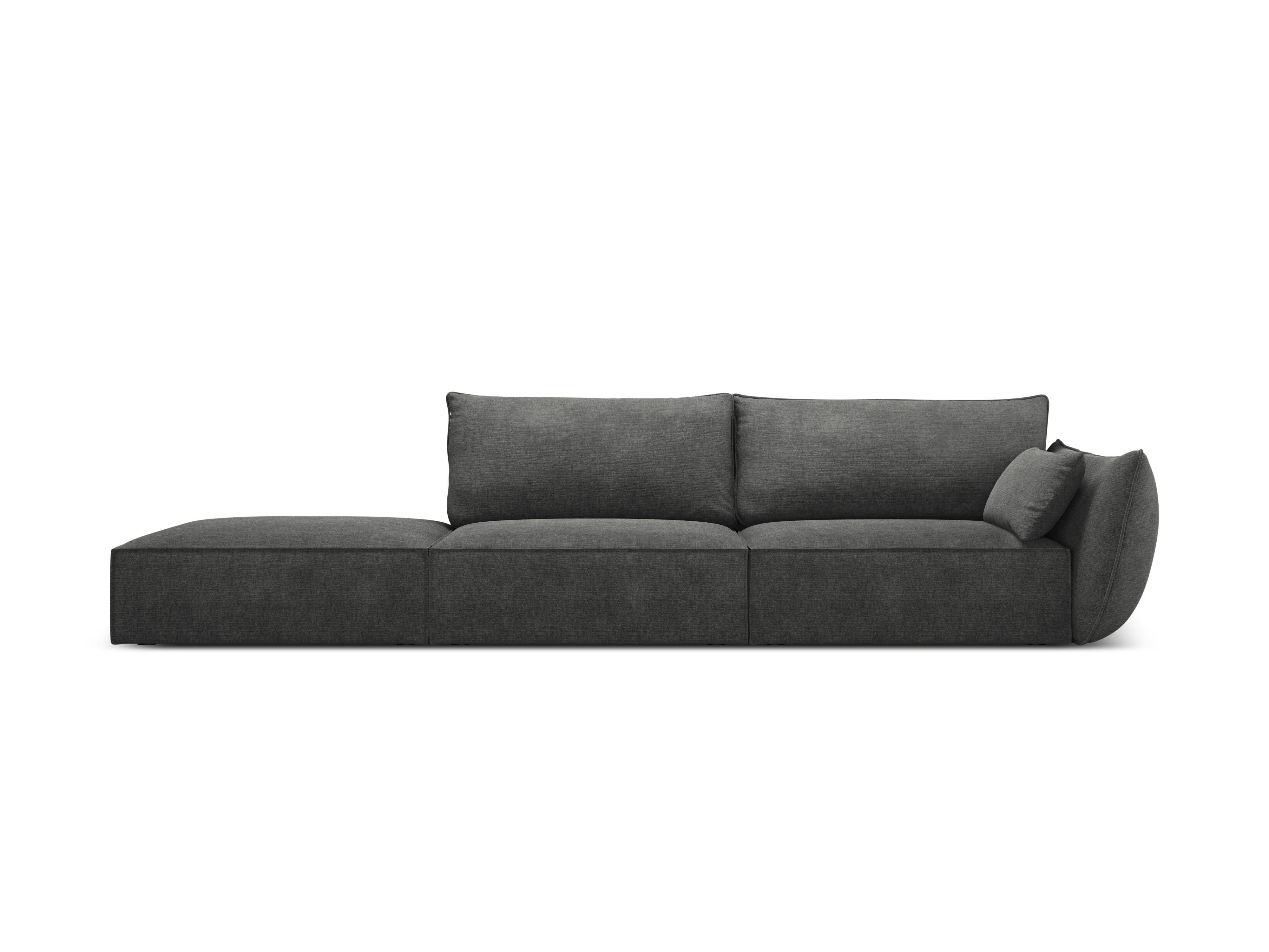 Sofa w tkaninie szenilowej lewostronna otwarta VANDA ciemnoszary Mazzini Sofas    Eye on Design