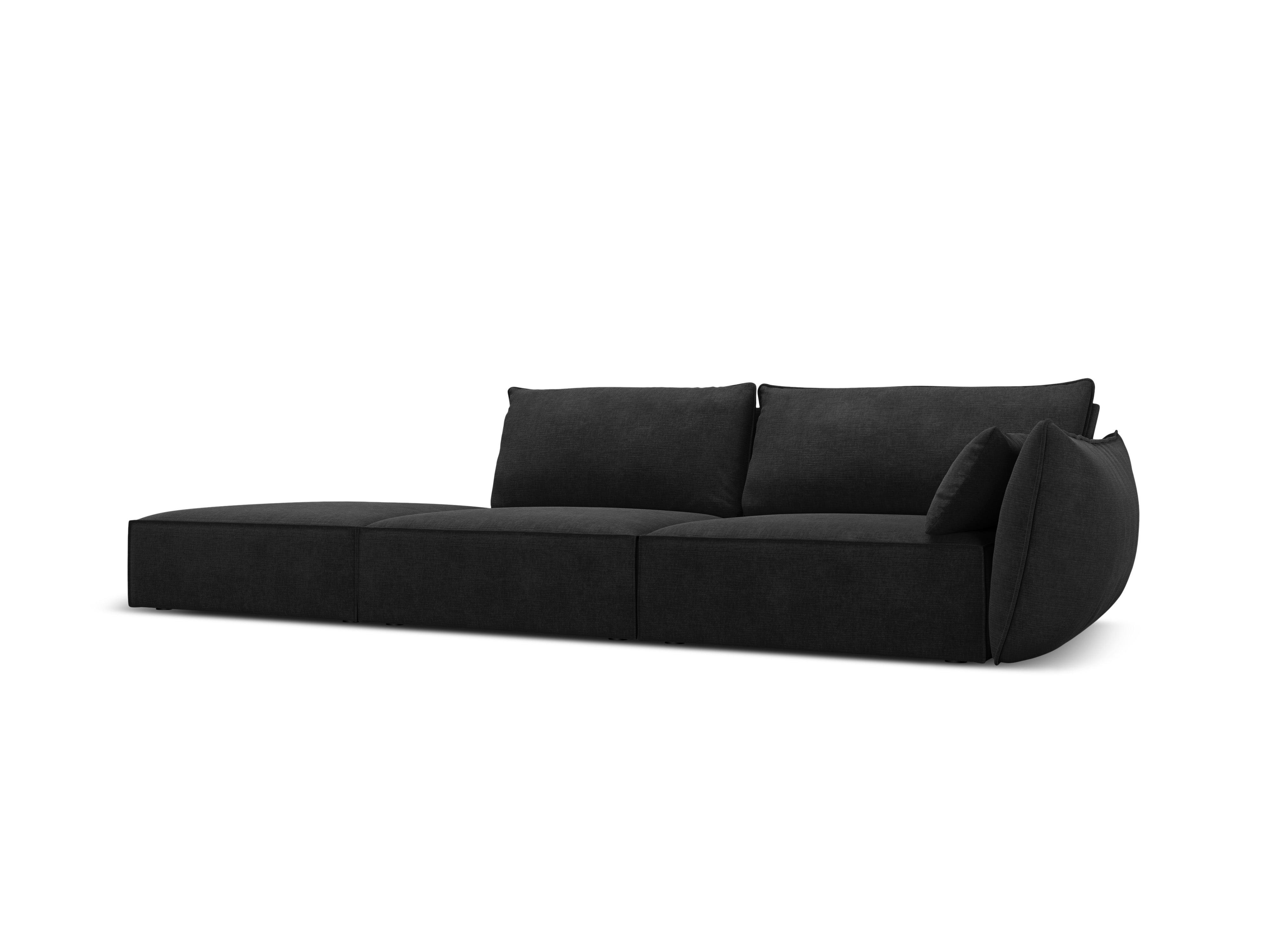 Sofa w tkaninie szenilowej lewostronna otwarta VANDA czarny Mazzini Sofas    Eye on Design