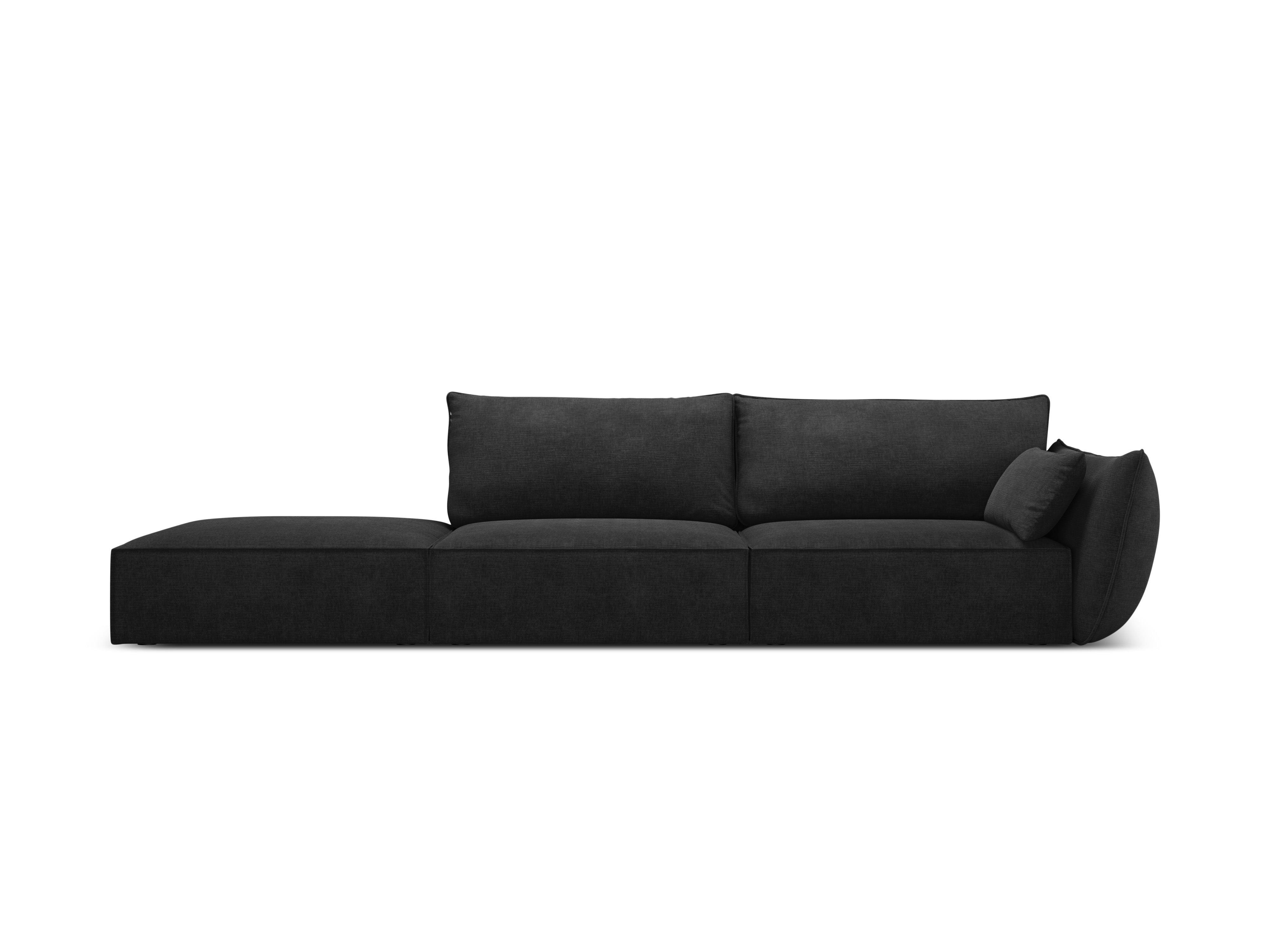 Sofa w tkaninie szenilowej lewostronna otwarta VANDA czarny Mazzini Sofas    Eye on Design