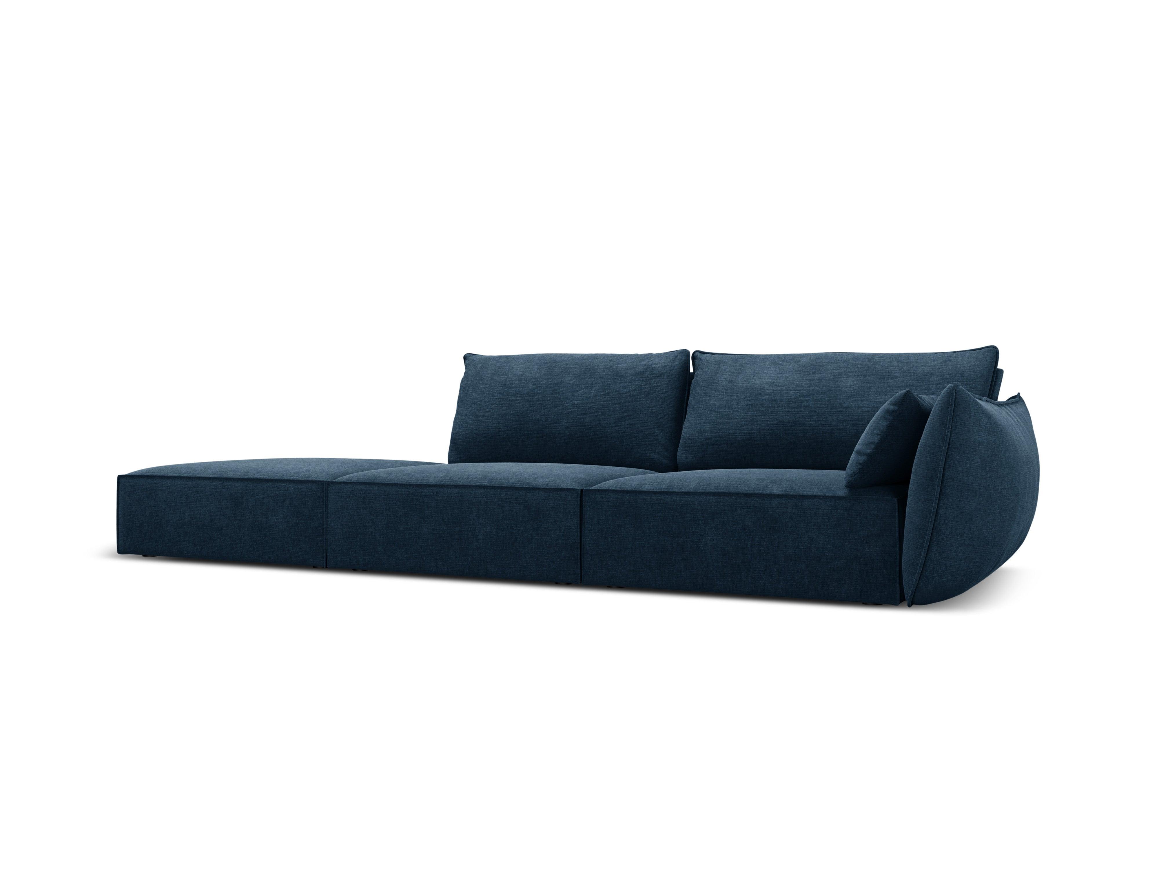 Sofa w tkaninie szenilowej lewostronna otwarta VANDA granat królewski Mazzini Sofas    Eye on Design