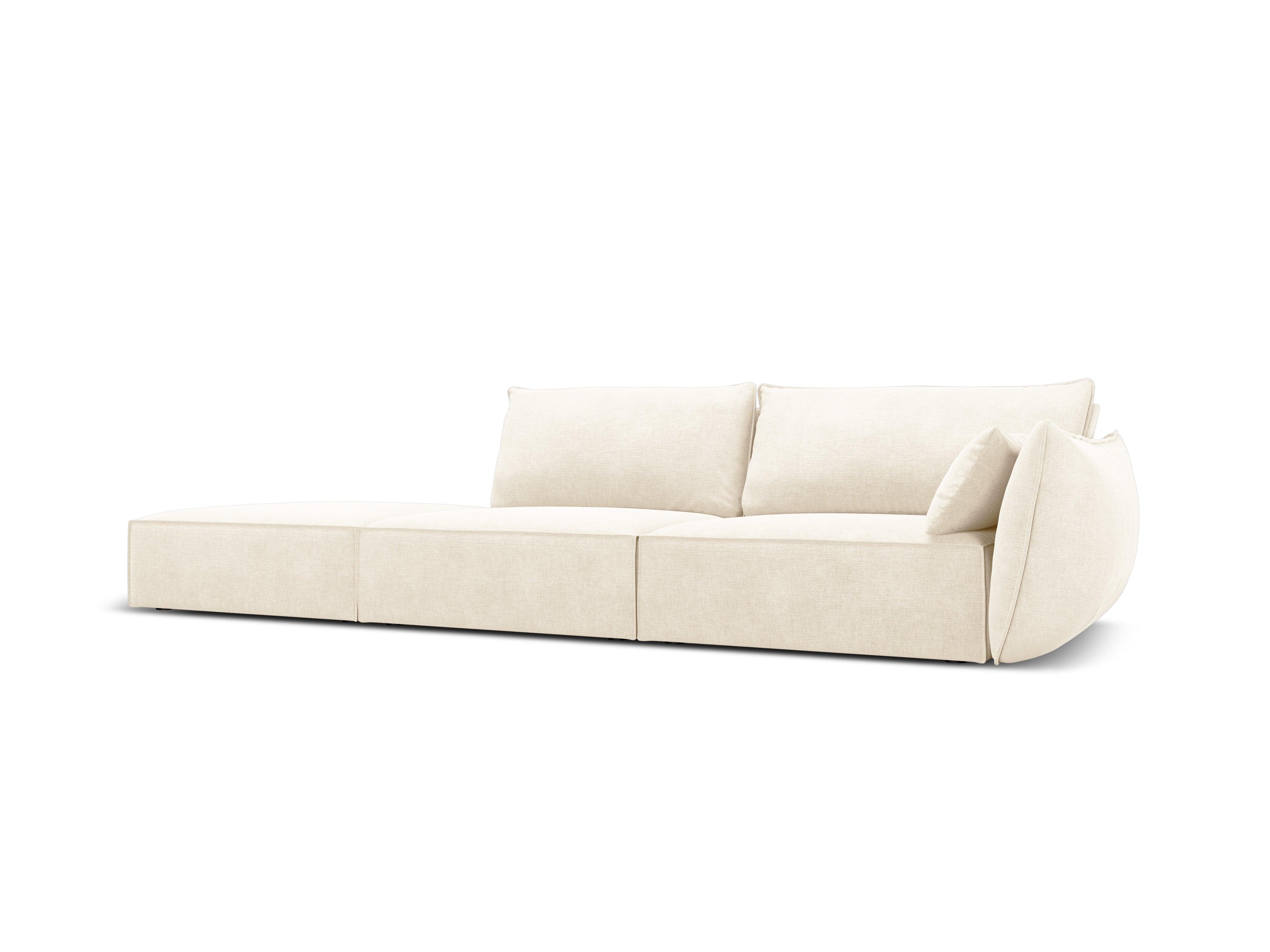 Sofa w tkaninie szenilowej lewostronna otwarta VANDA jasnobeżowy Mazzini Sofas    Eye on Design