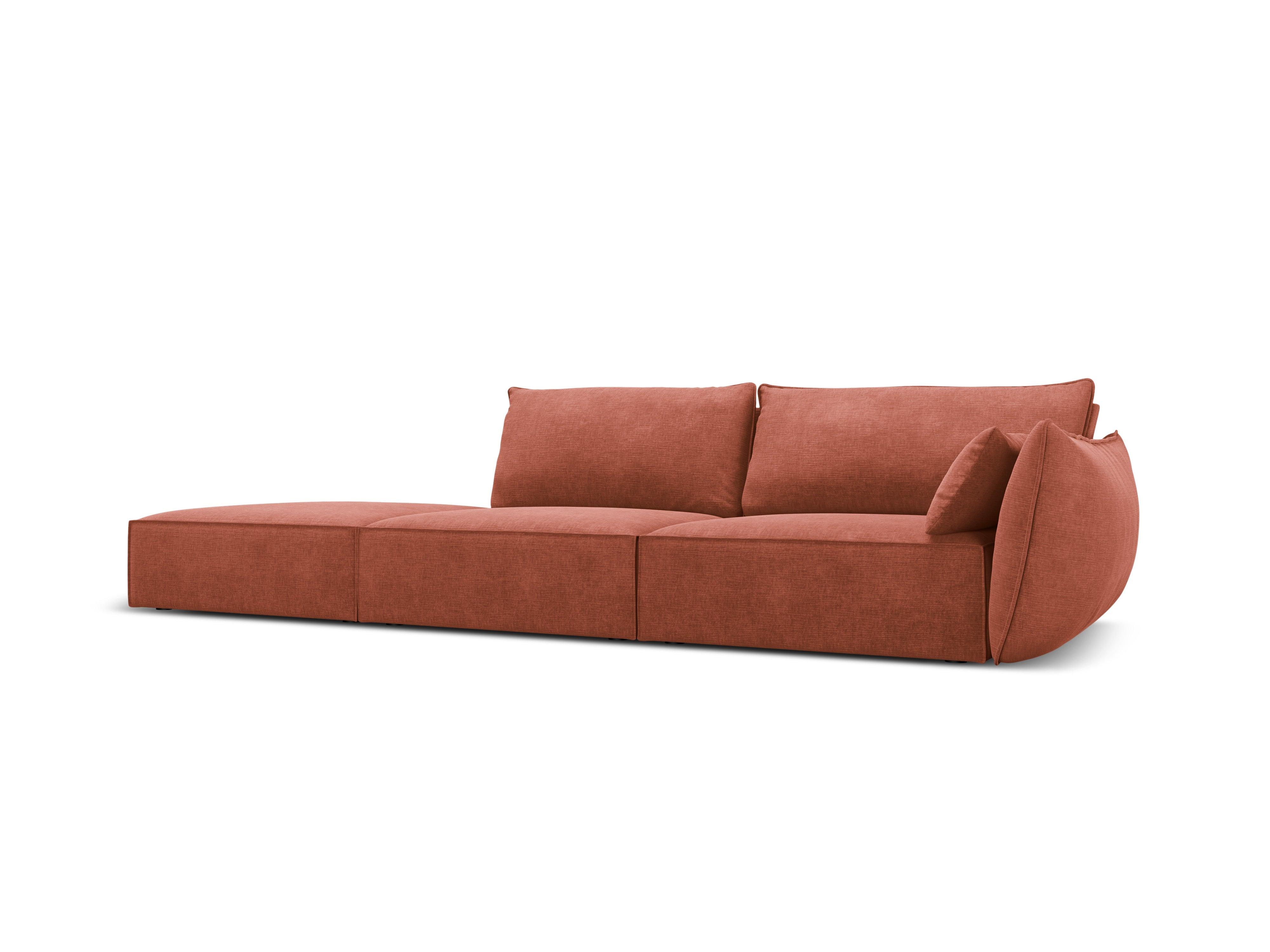 Sofa w tkaninie szenilowej lewostronna otwarta VANDA terracotta Mazzini Sofas    Eye on Design