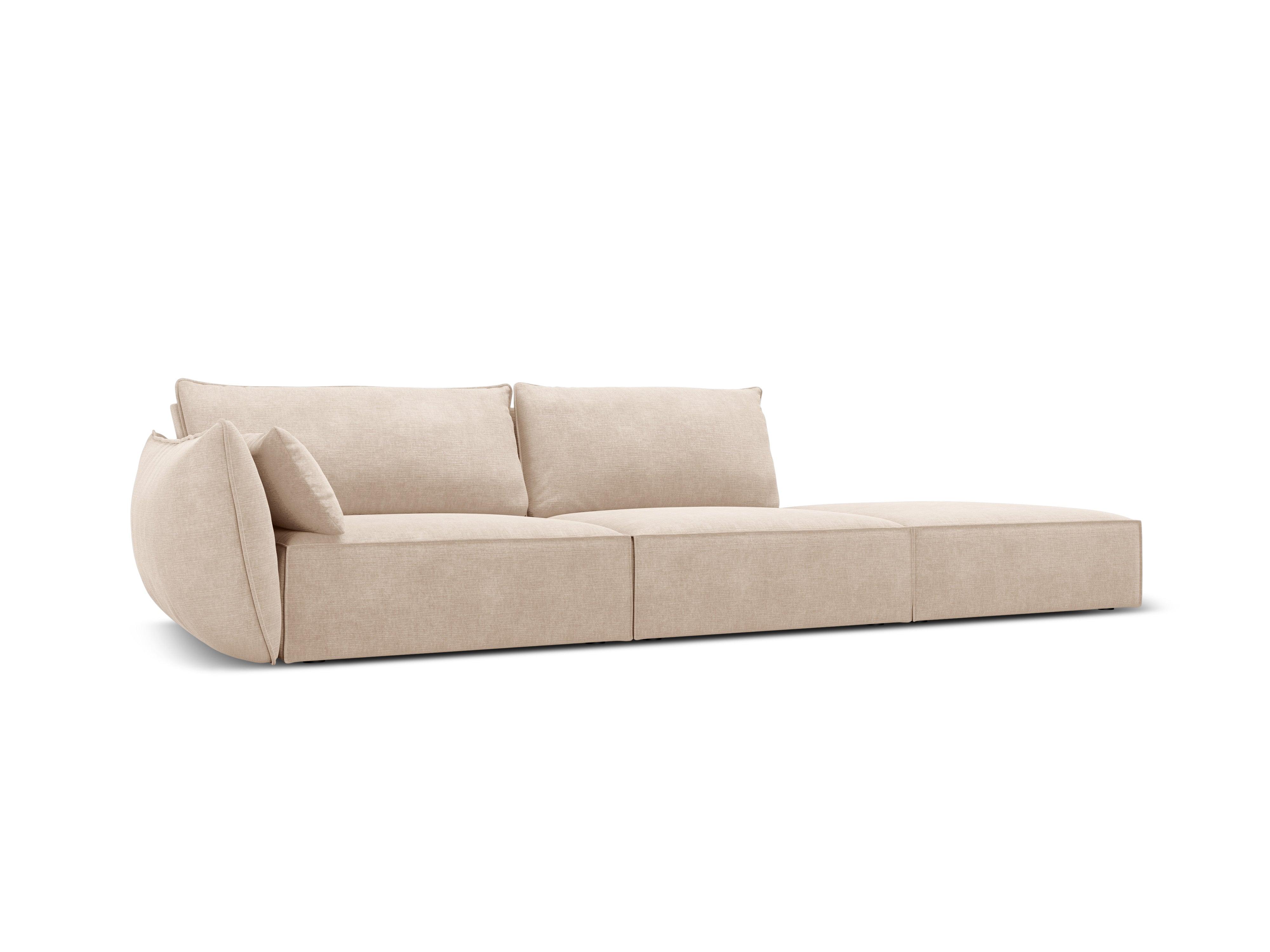 Sofa w tkaninie szenilowej prawostronna otwarta VANDA beżowy Mazzini Sofas    Eye on Design