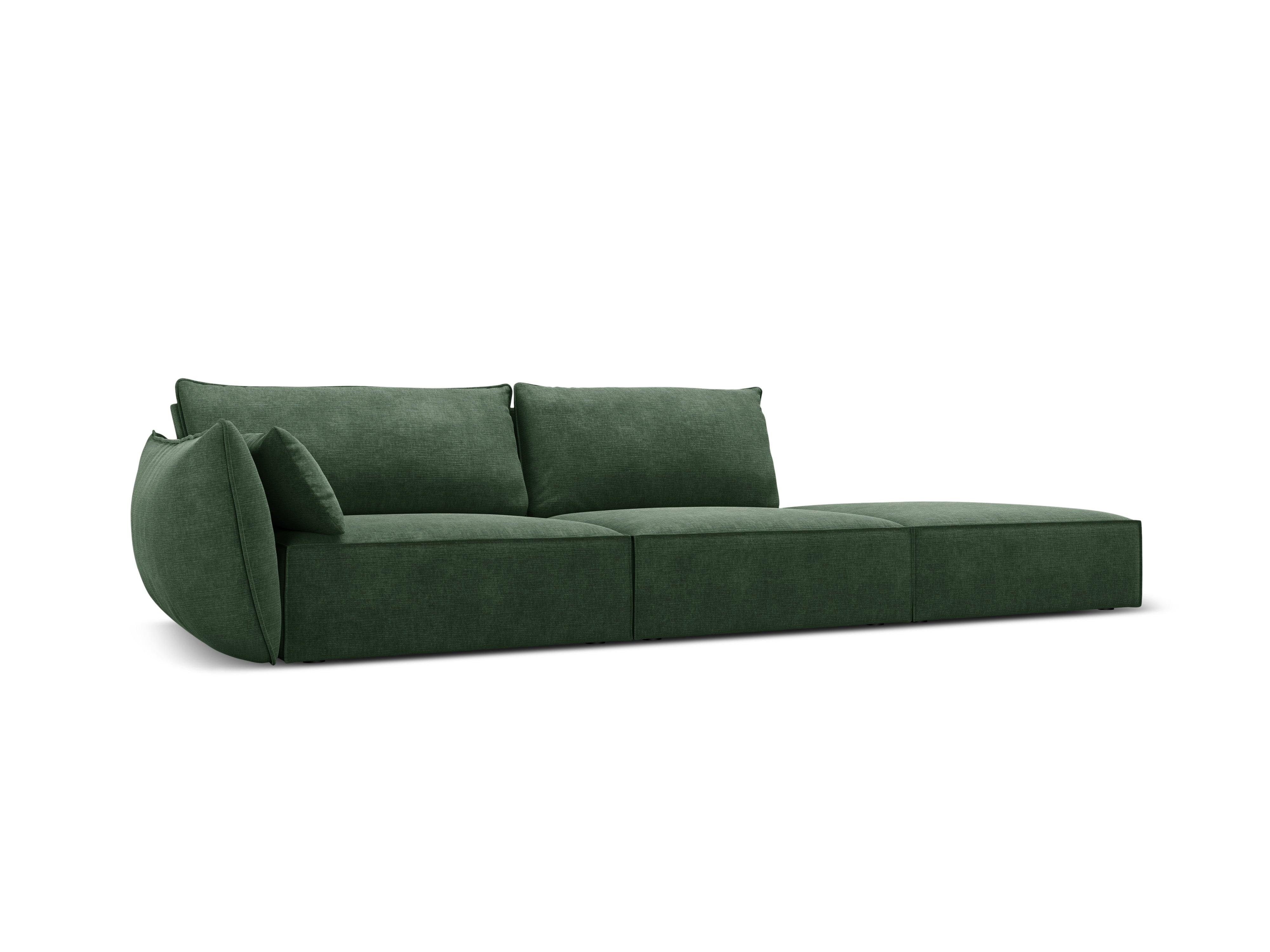 Sofa w tkaninie szenilowej prawostronna otwarta VANDA butelkowa zieleń Mazzini Sofas    Eye on Design