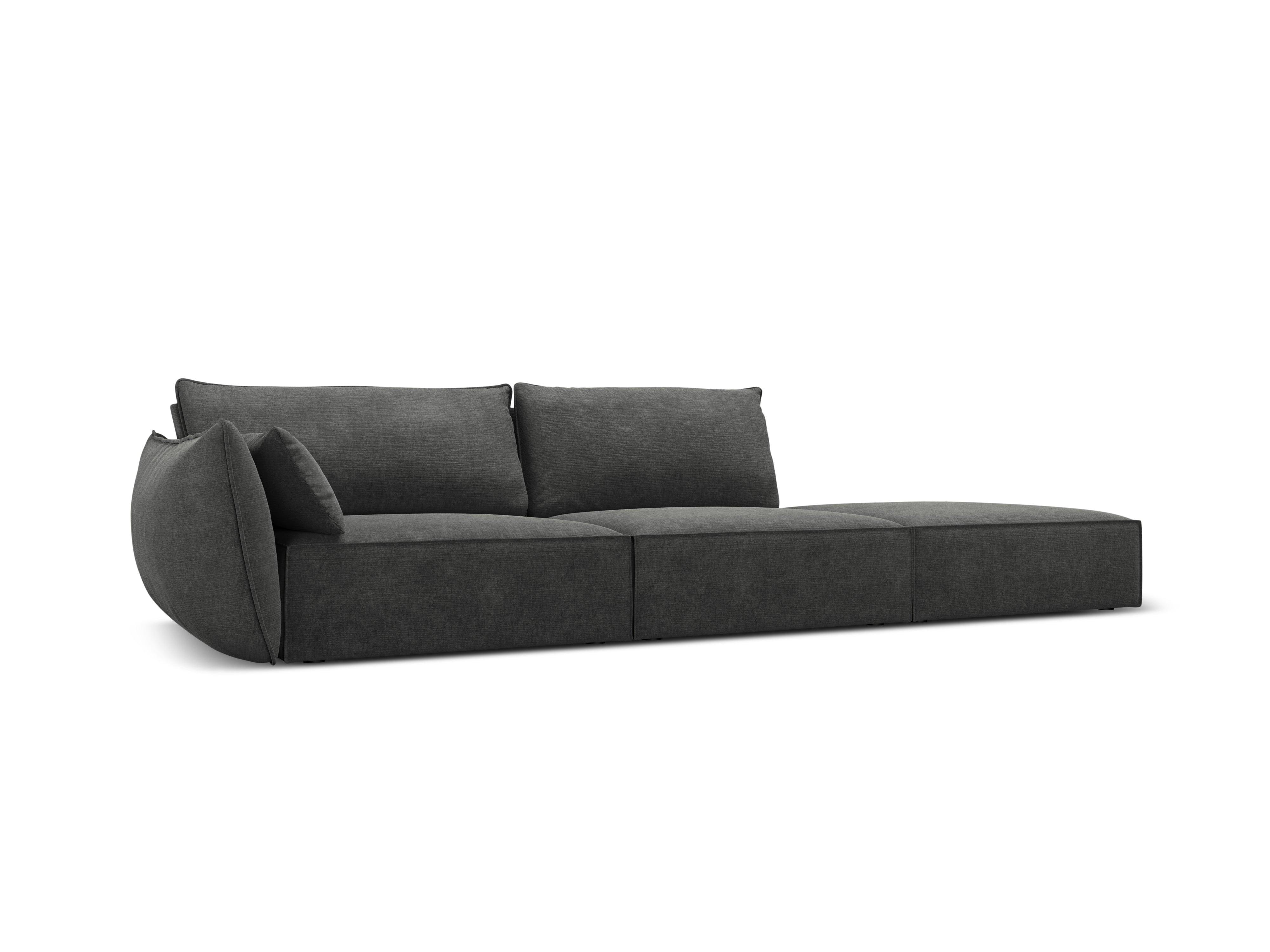 Sofa w tkaninie szenilowej prawostronna otwarta VANDA ciemnoszary Mazzini Sofas    Eye on Design