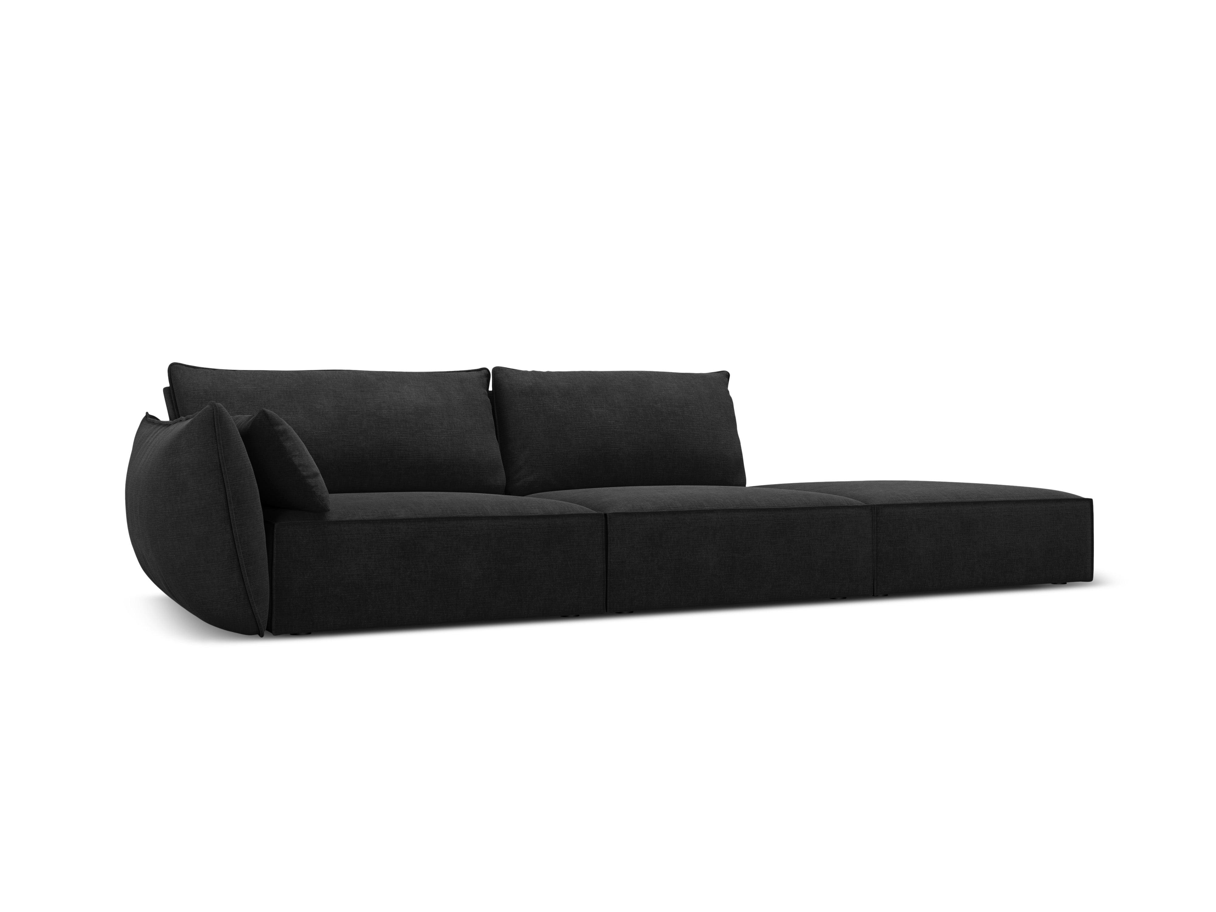 Sofa w tkaninie szenilowej prawostronna otwarta VANDA czarny Mazzini Sofas    Eye on Design