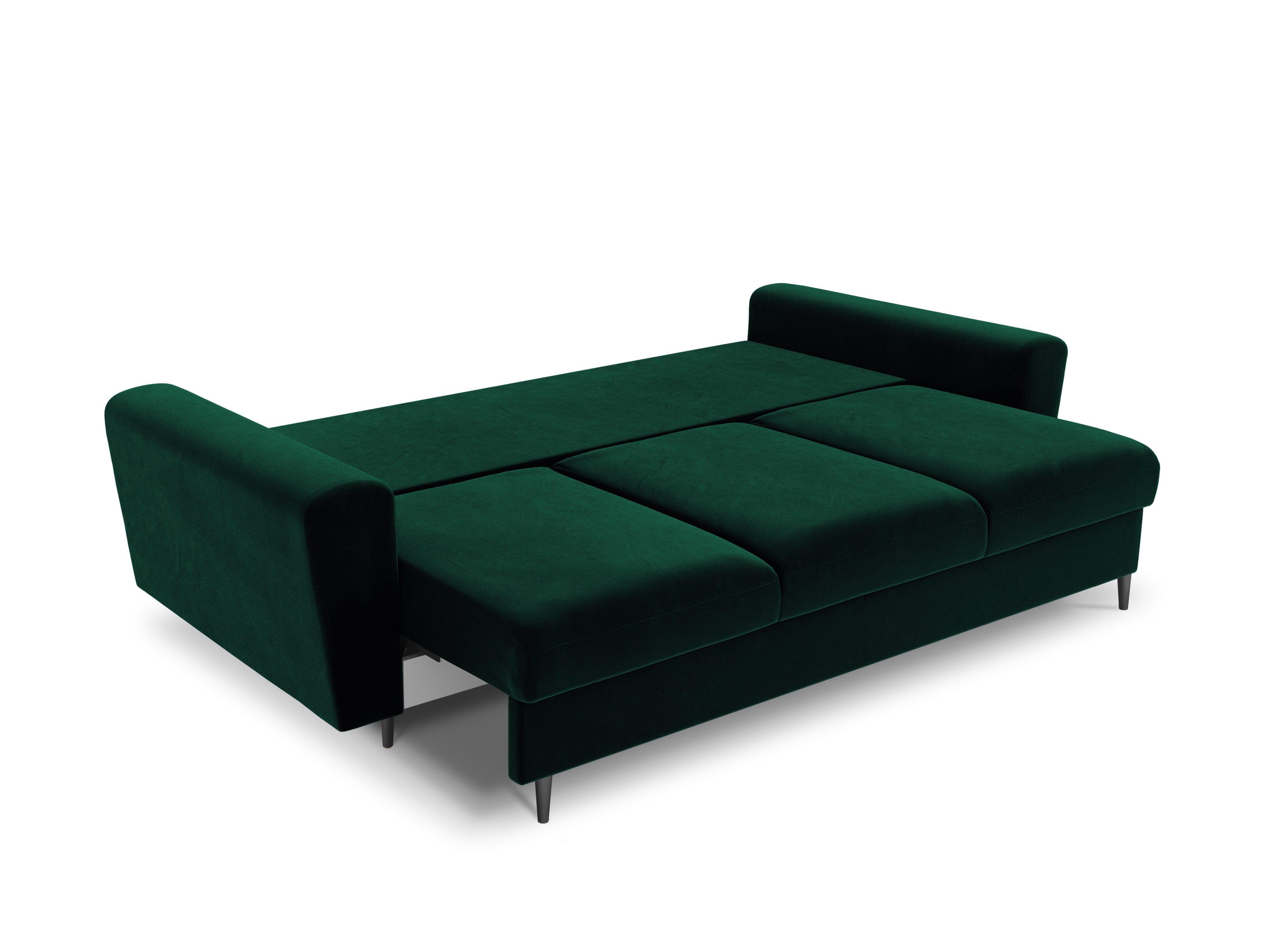 Sofa z funkcją spania KYOTO butelkowa zieleń z czarną podstawą Cosmopolitan Design    Eye on Design