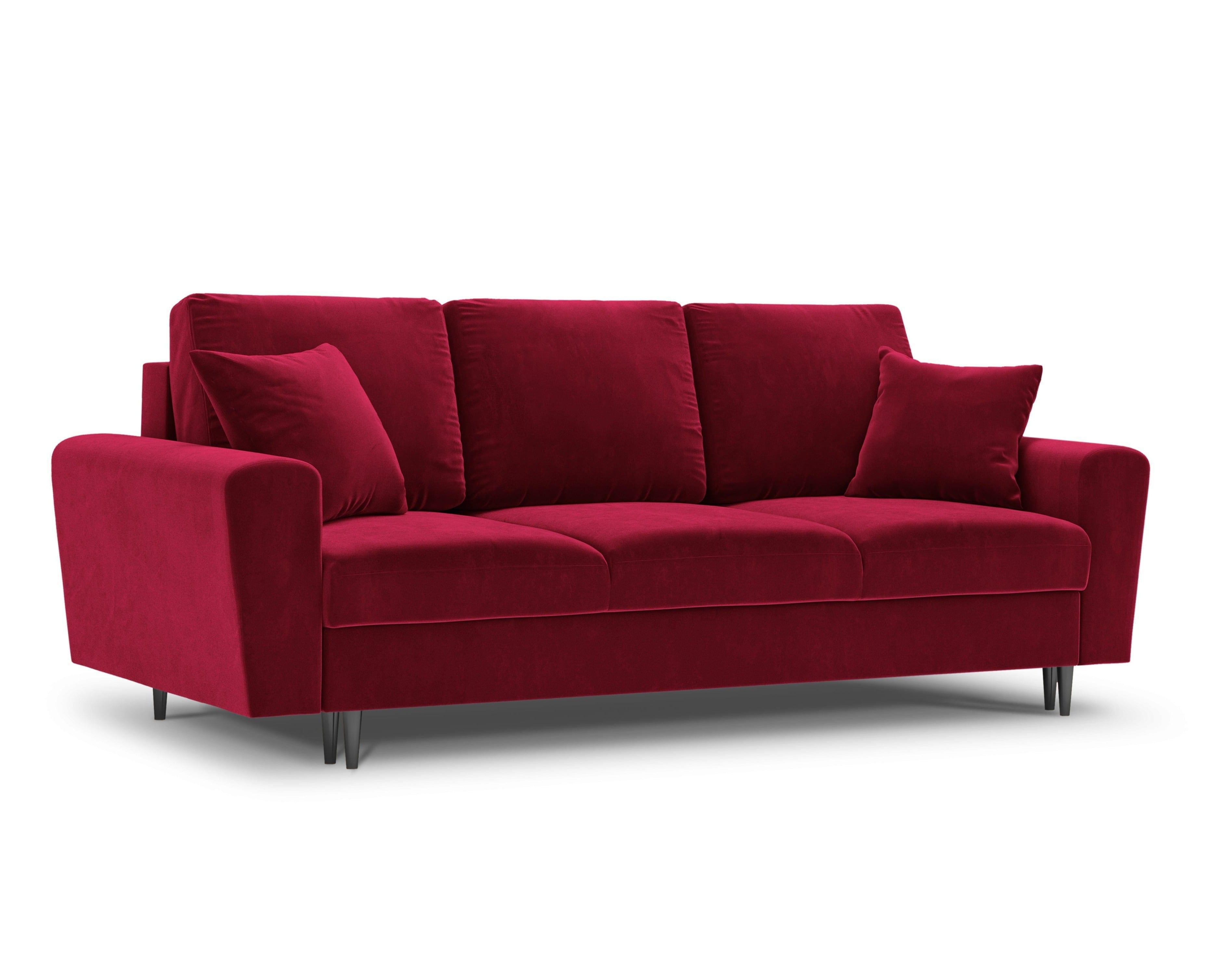 Sofa z funkcją spania KYOTO czerwony z czarną podstawą Cosmopolitan Design    Eye on Design