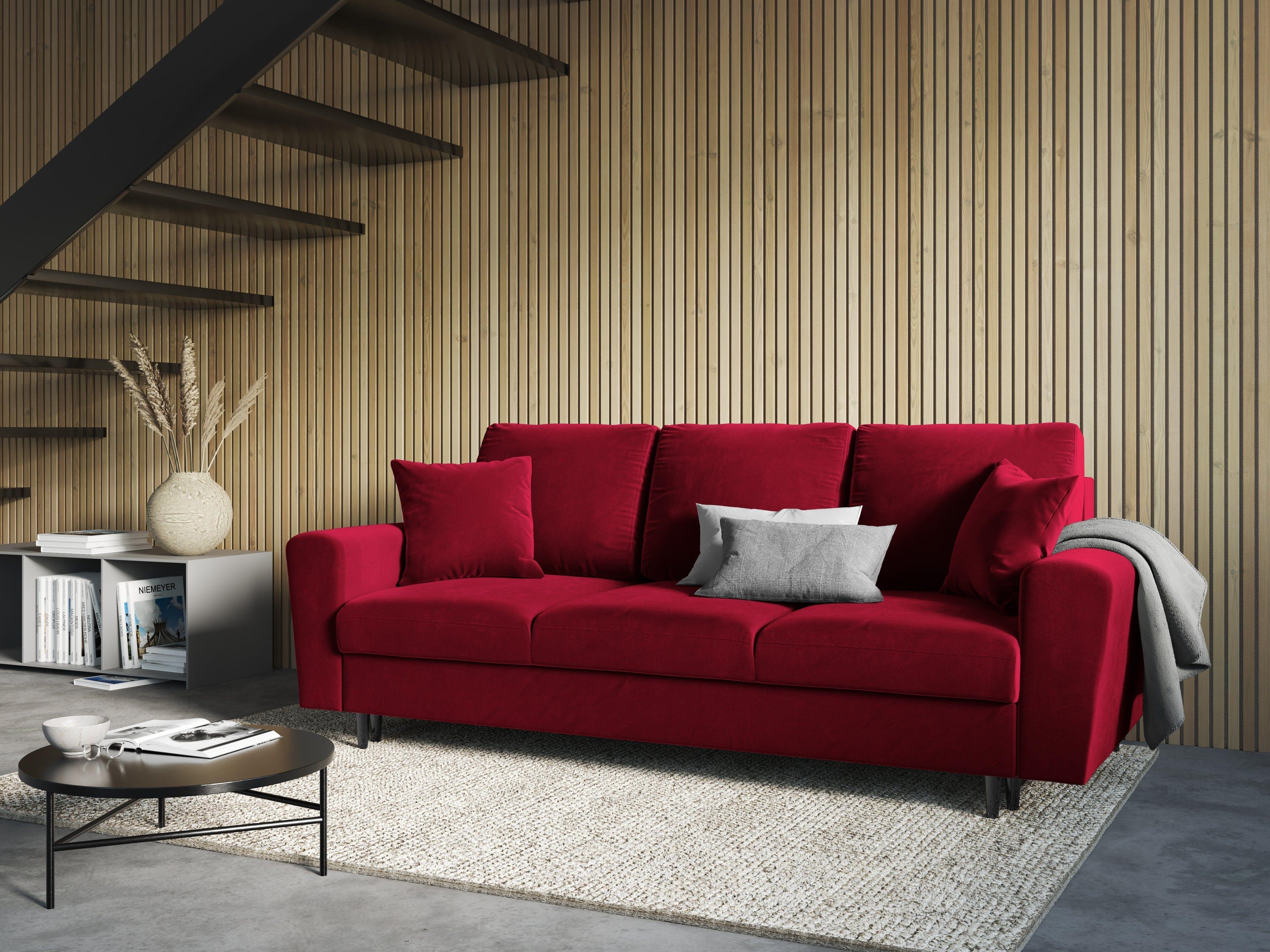 Sofa z funkcją spania KYOTO czerwony z czarną podstawą Cosmopolitan Design    Eye on Design