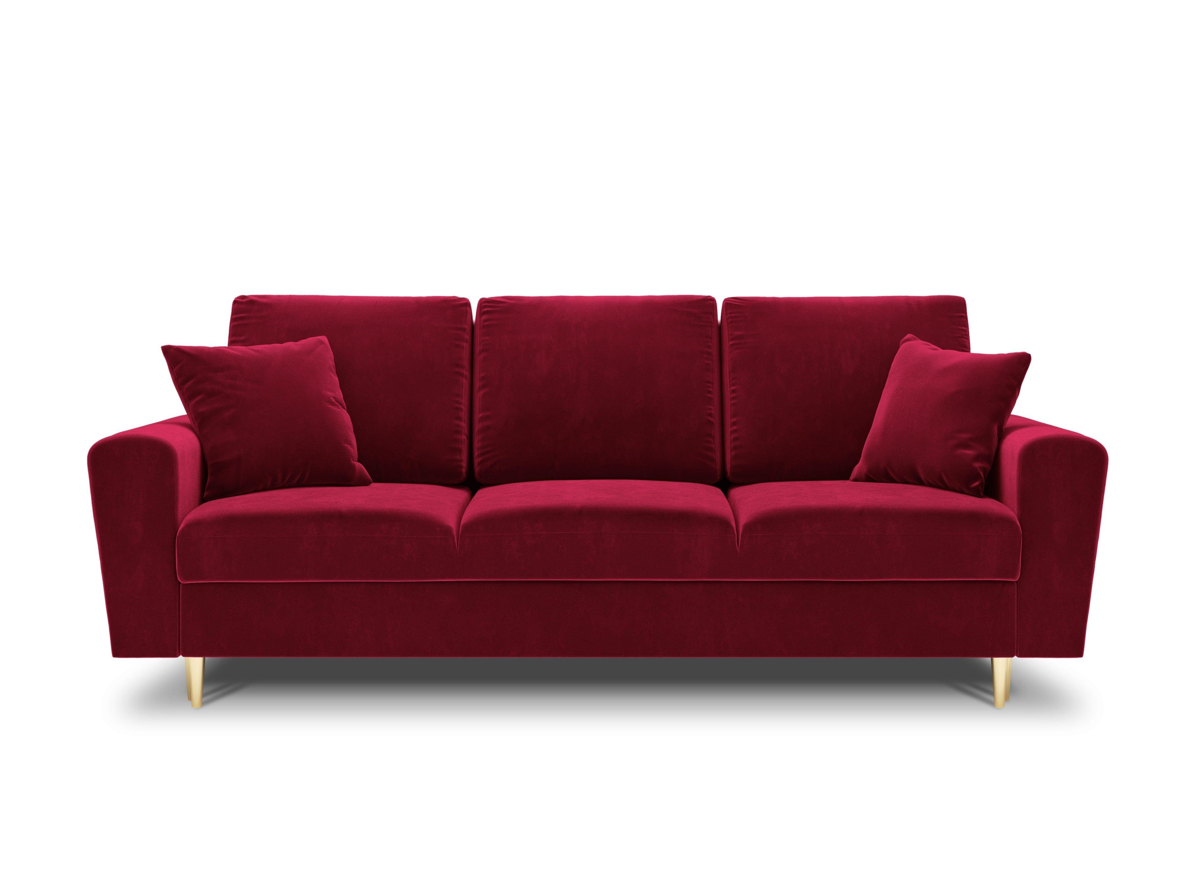 Sofa z funkcją spania KYOTO czerwony ze złotą podstawą Cosmopolitan Design    Eye on Design