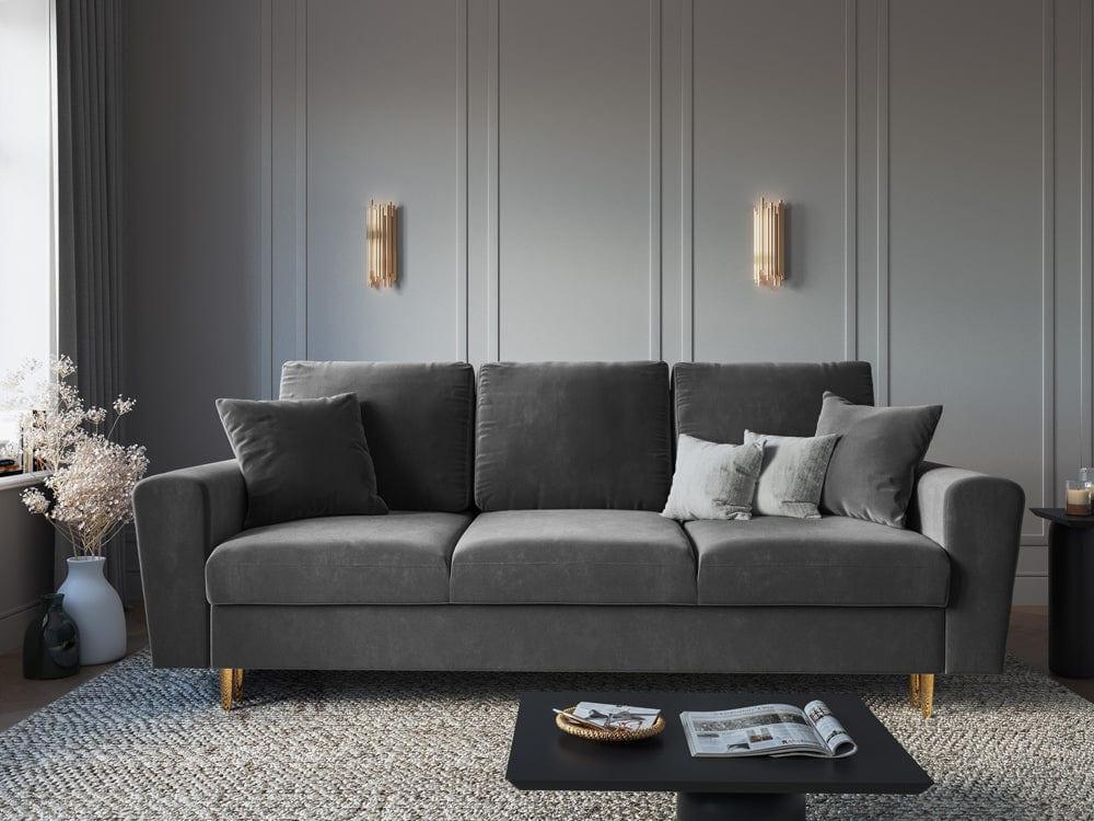 Sofa z funkcją spania KYOTO jasnoszary ze złotą podstawą Cosmopolitan Design    Eye on Design