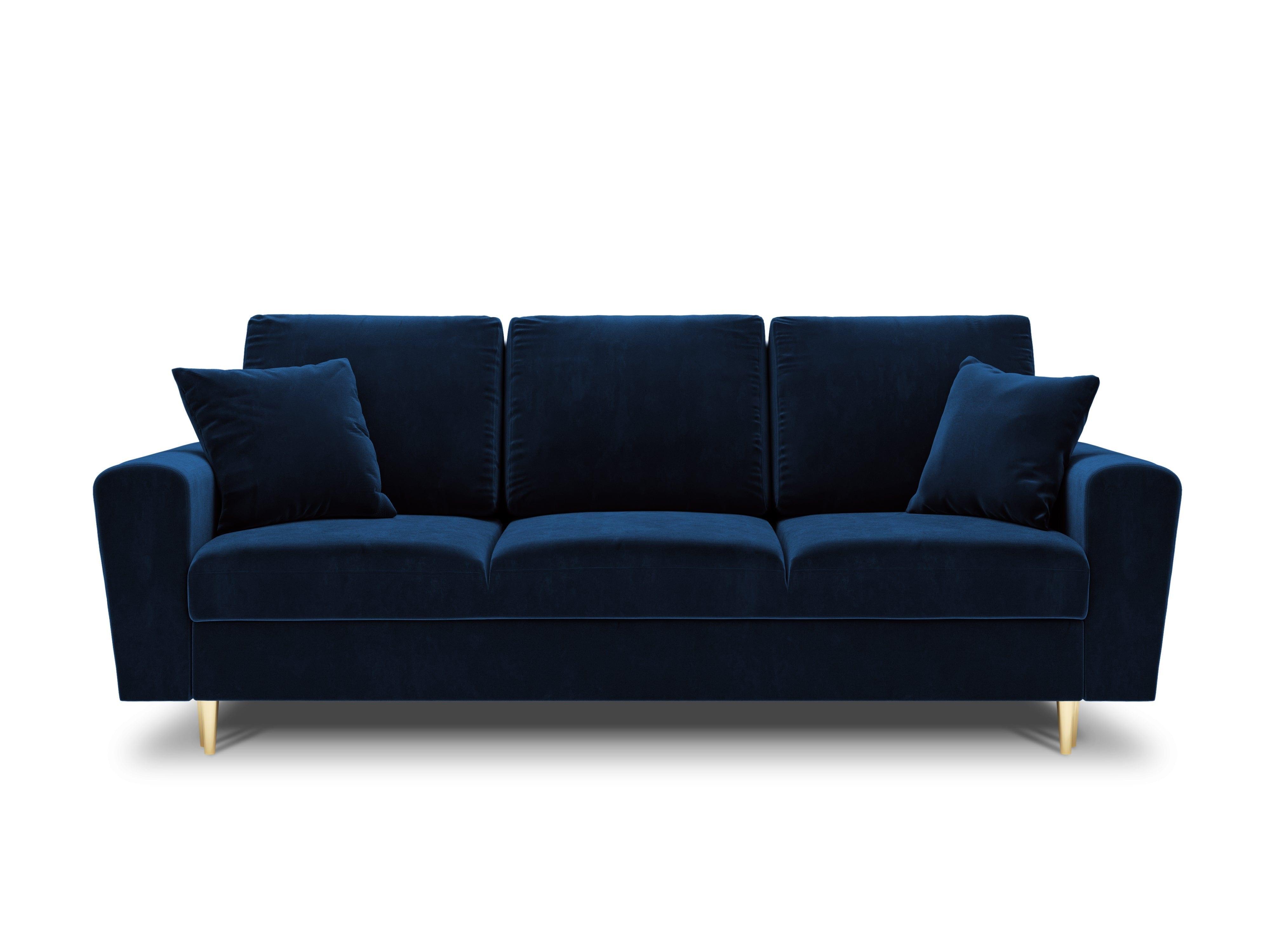Sofa z funkcją spania KYOTO niebieski ze złotą podstawą Cosmopolitan Design    Eye on Design