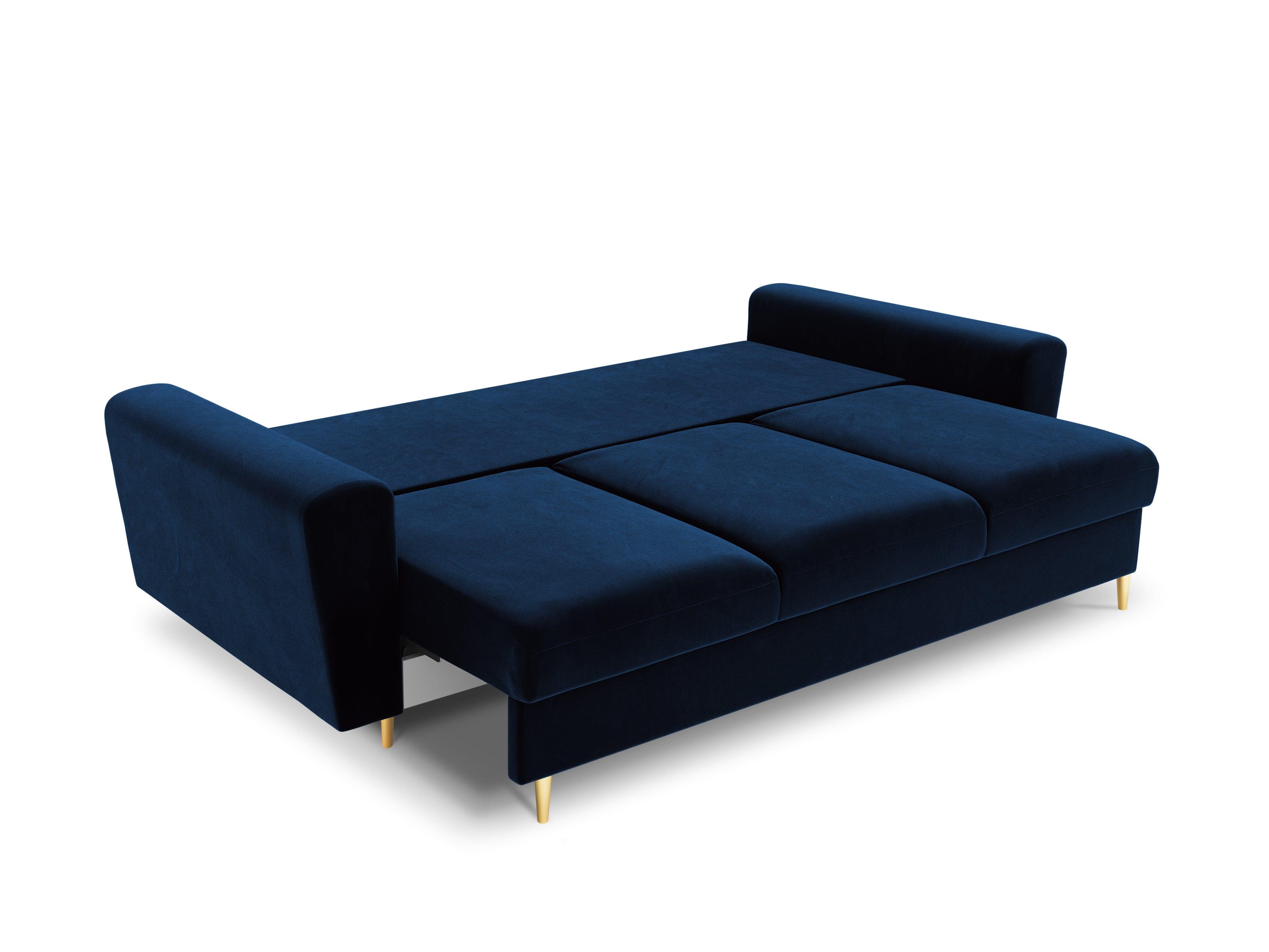 Sofa z funkcją spania KYOTO niebieski ze złotą podstawą Cosmopolitan Design    Eye on Design