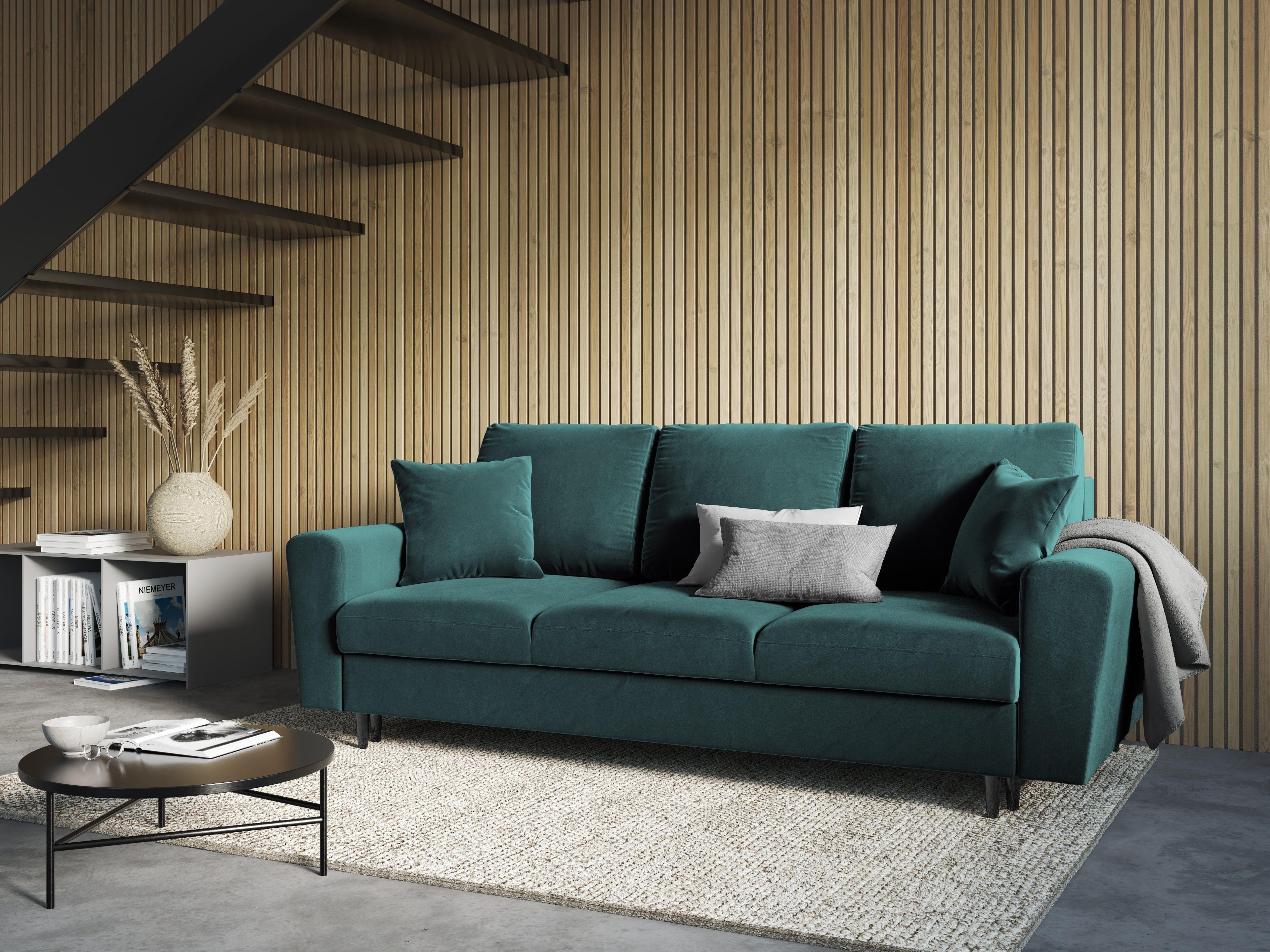 Sofa z funkcją spania KYOTO petrol z czarną podstawą Cosmopolitan Design    Eye on Design