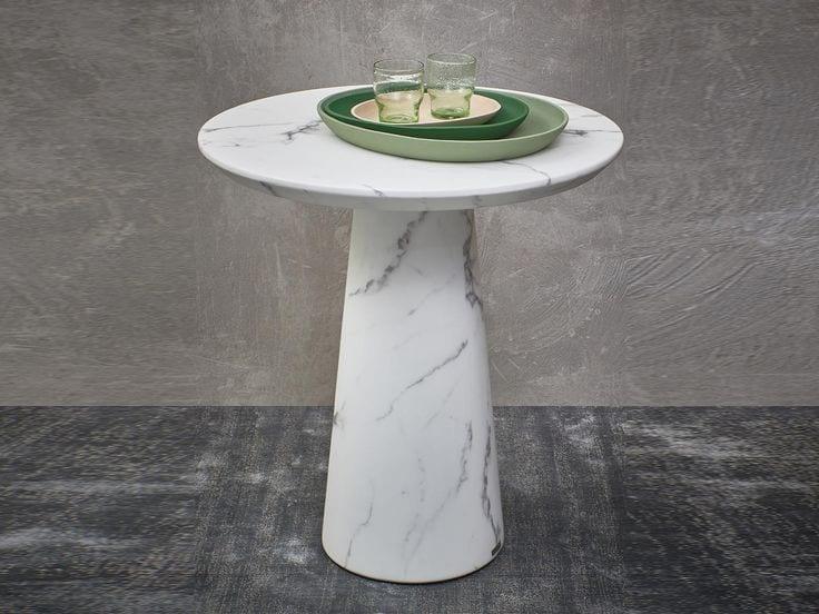 Stół MARBLE LOOK DISC biały Pols Potten    Eye on Design