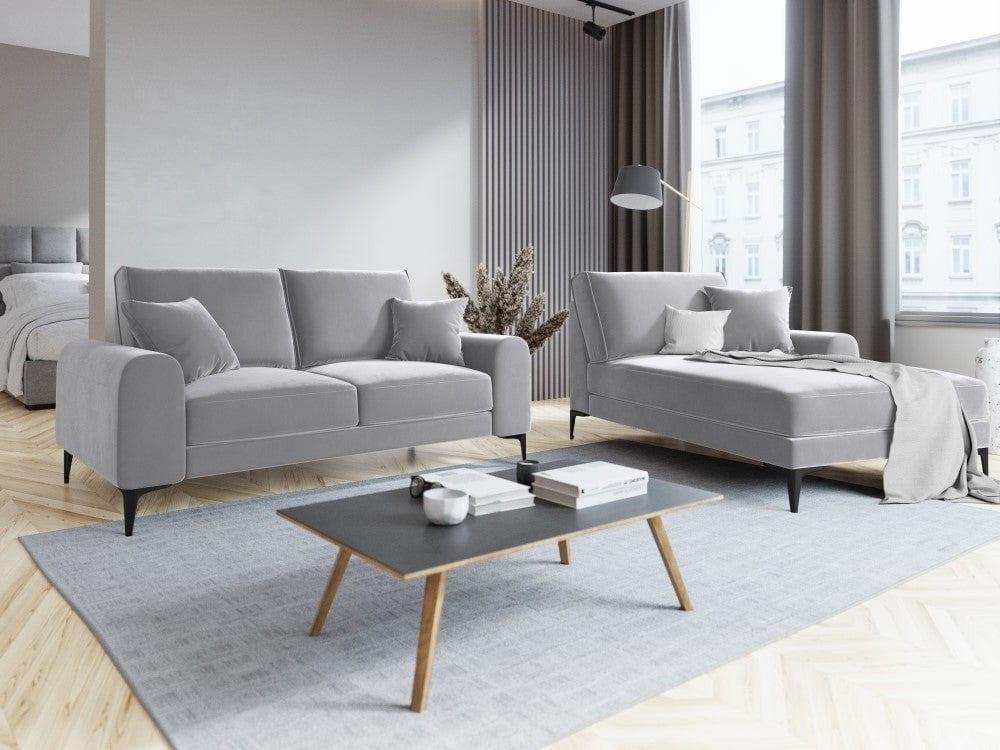 Szezlong aksamitny prawostronny MADARA srebrny z czarną podstawą Mazzini Sofas    Eye on Design