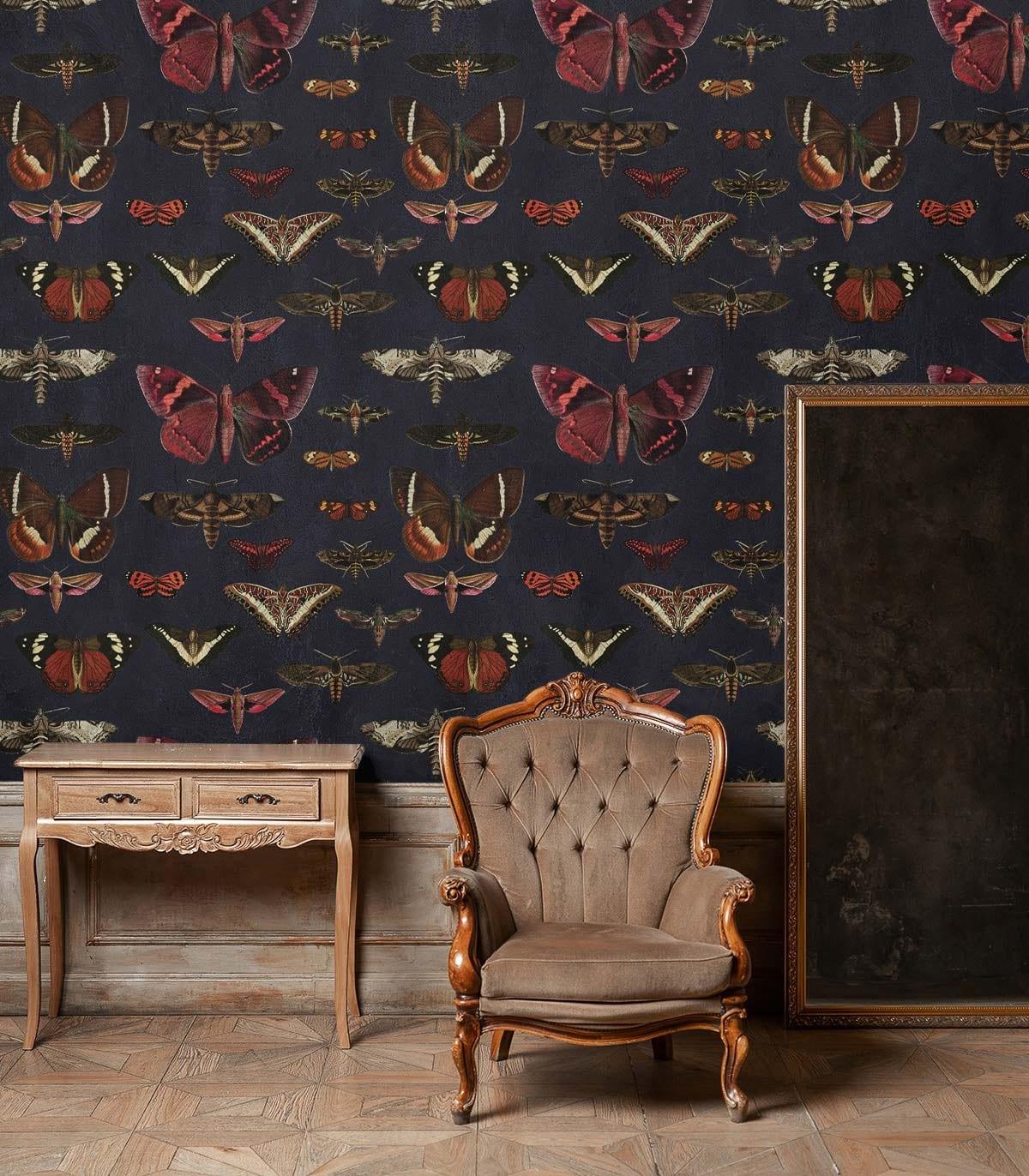 Tapeta BUTTERFLIES granatowy Wallcolors    Eye on Design